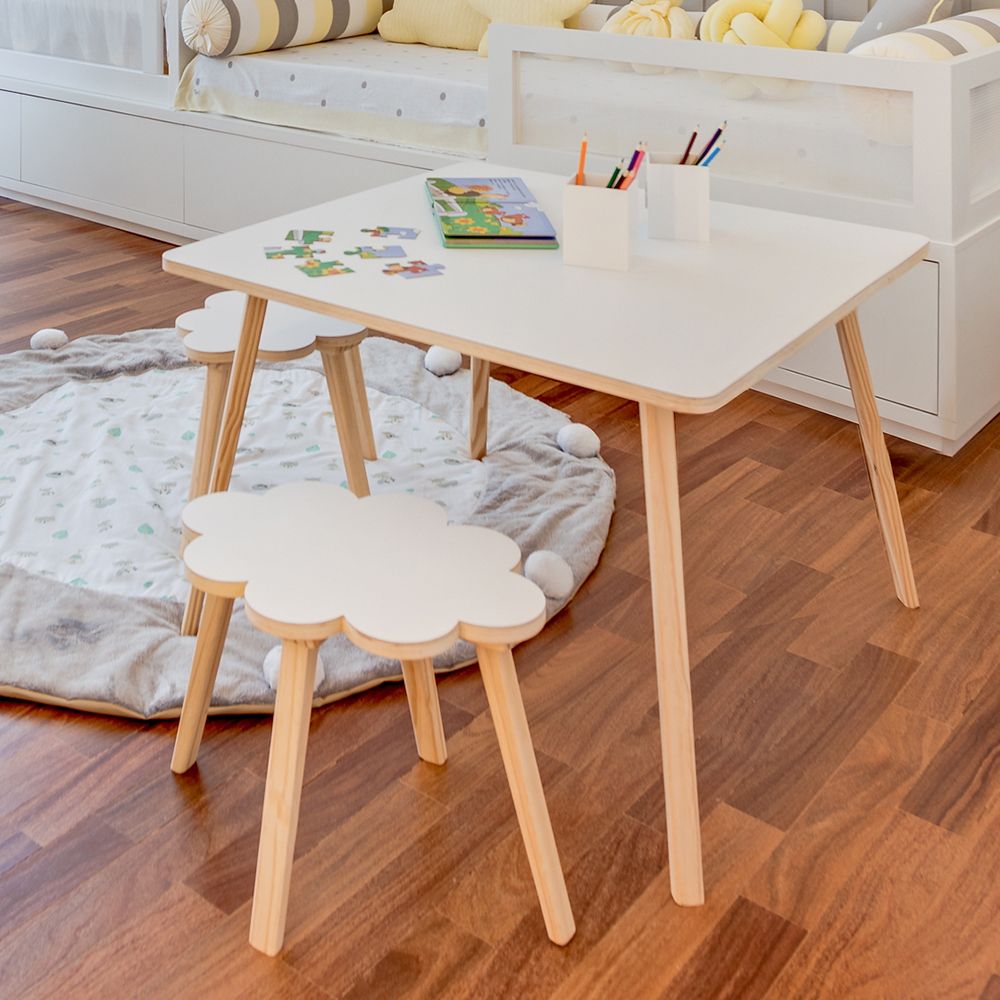 Mesa Infantil Quadrada Branca