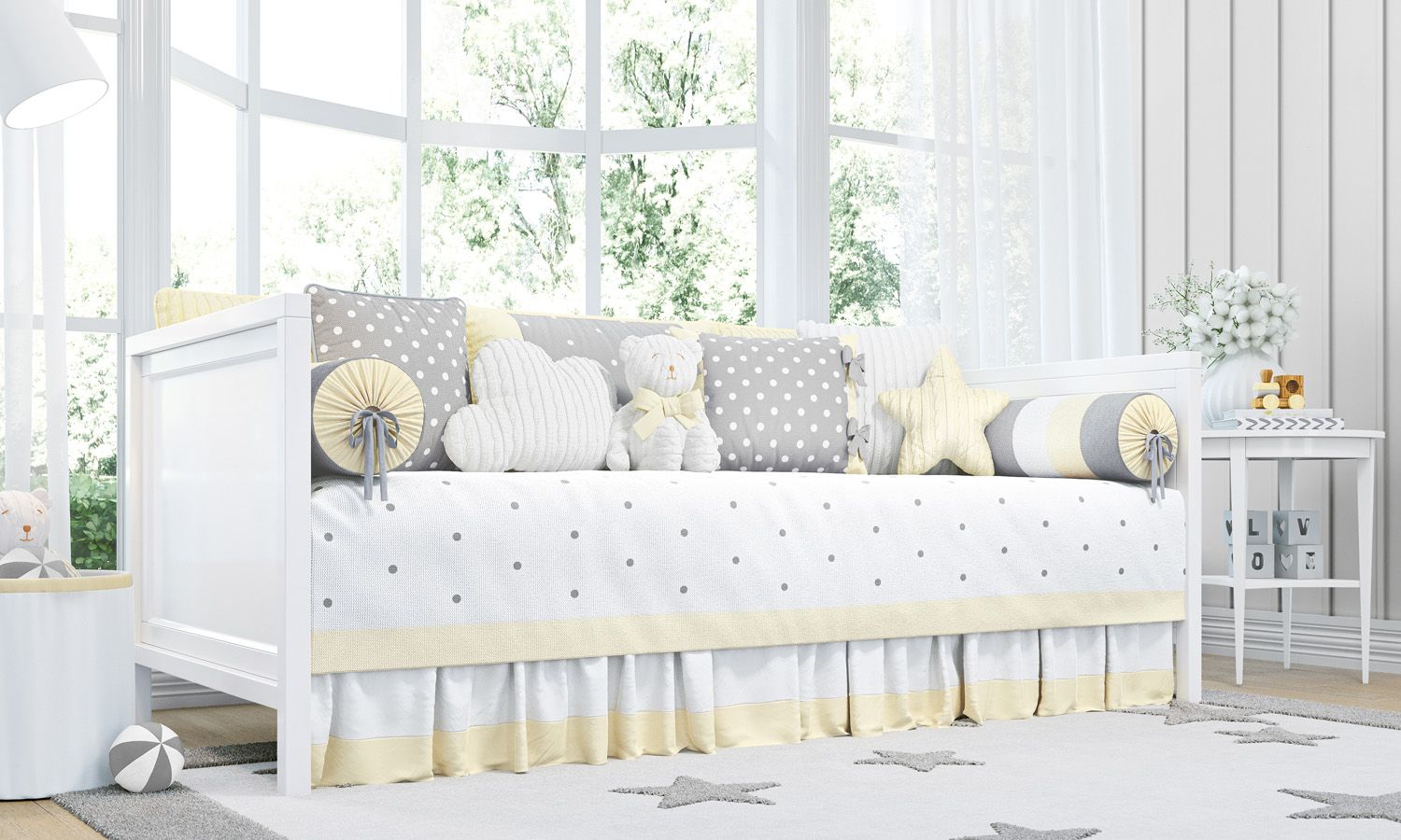 Kit Cama Babá Tricot Poá Rosa