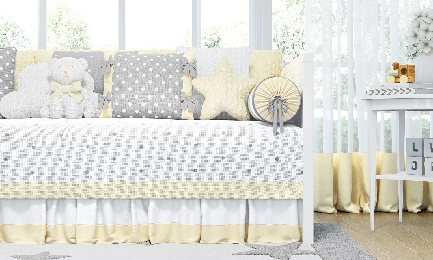 Kit Cama Babá Tricot Poá Rosa