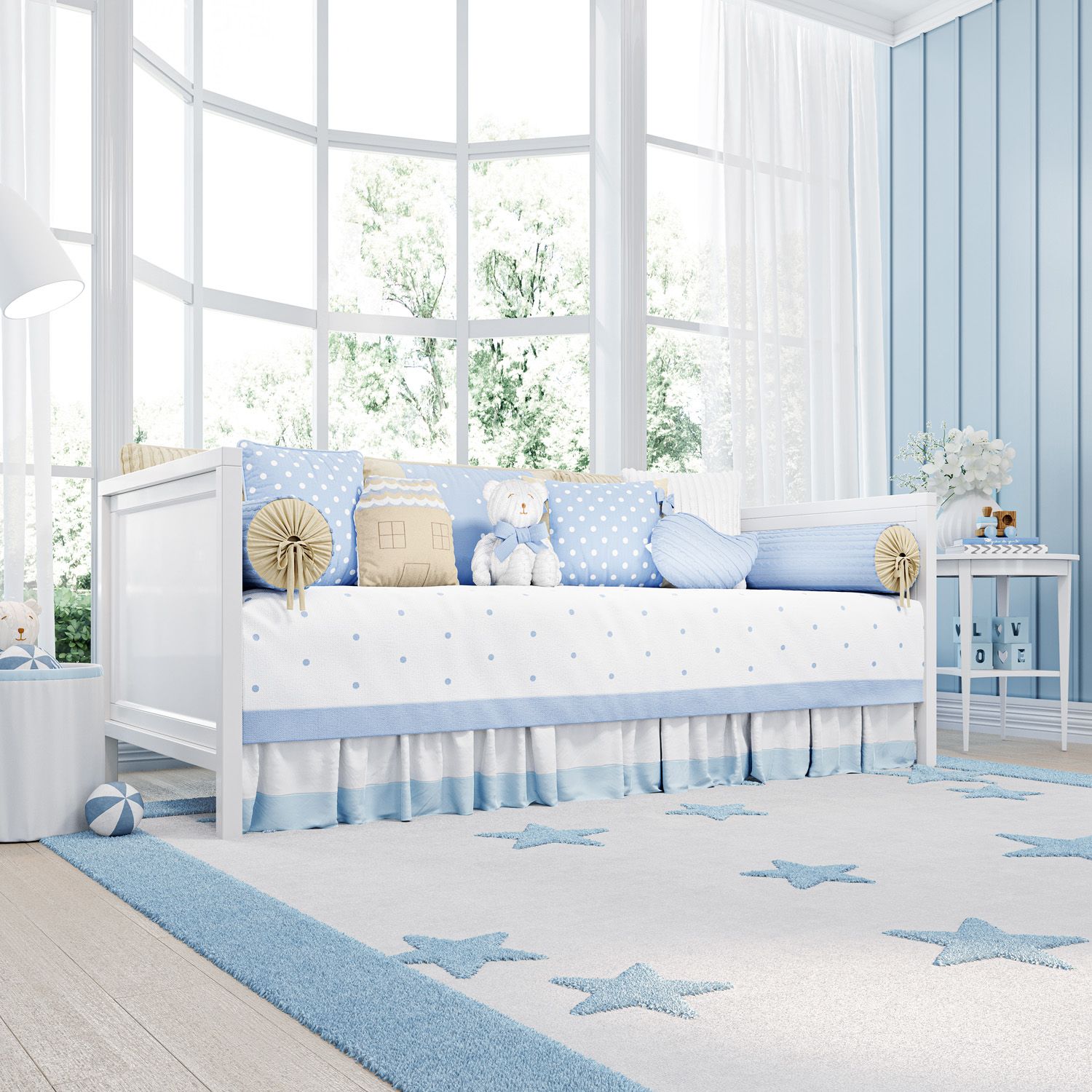 Kit Cama Babá Tricot Poá Rosa