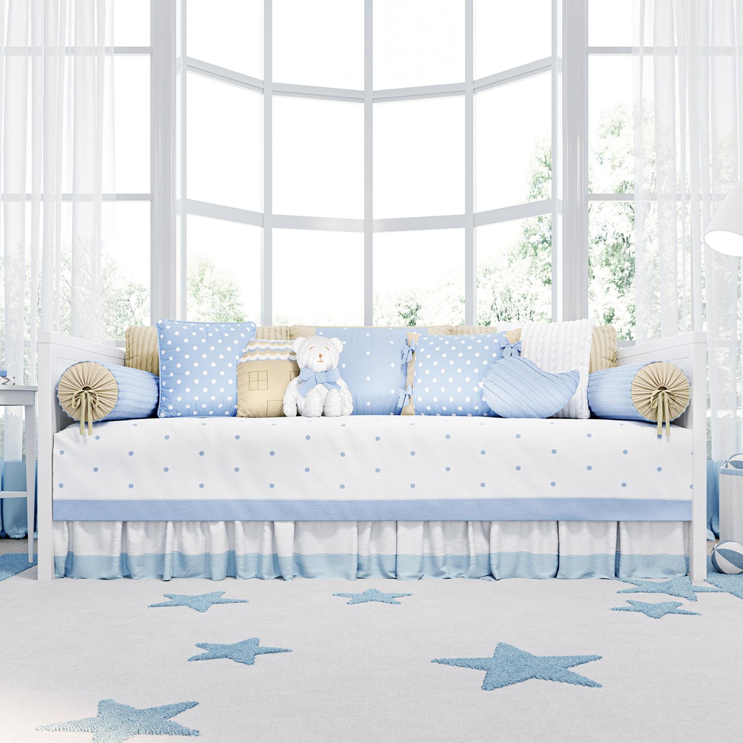 Kit Cama Babá Tricot Poá Rosa