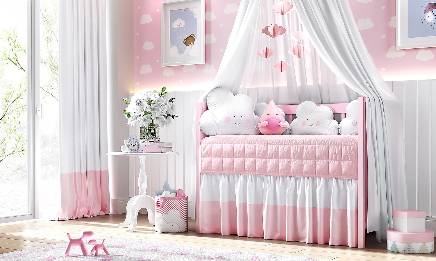 Kit Berço Amiguinhos Nuvem Azul