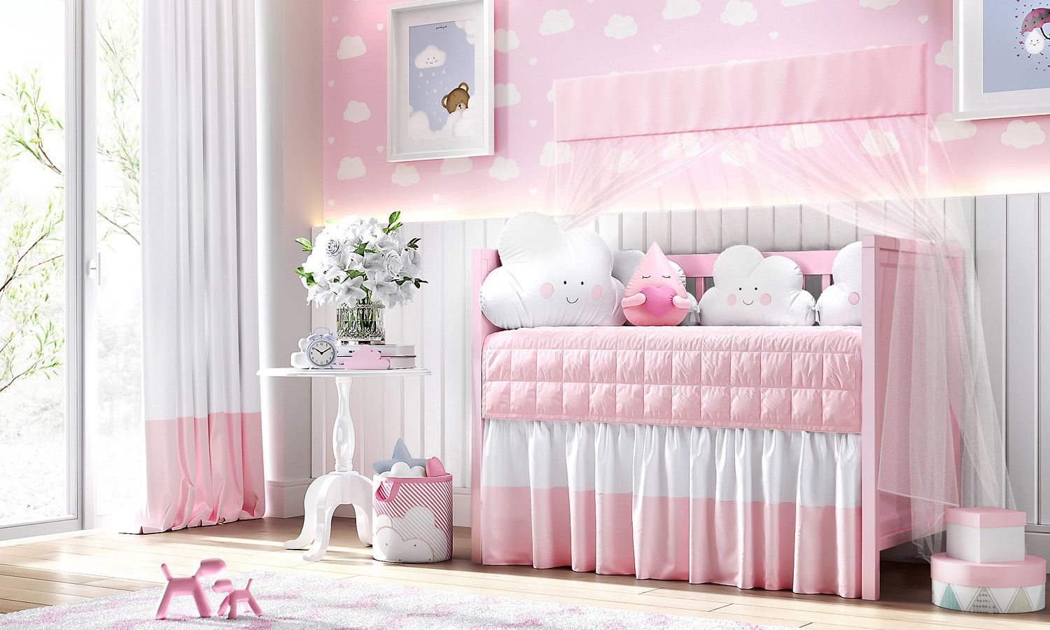 Kit Berço Amiguinhos Nuvem Azul