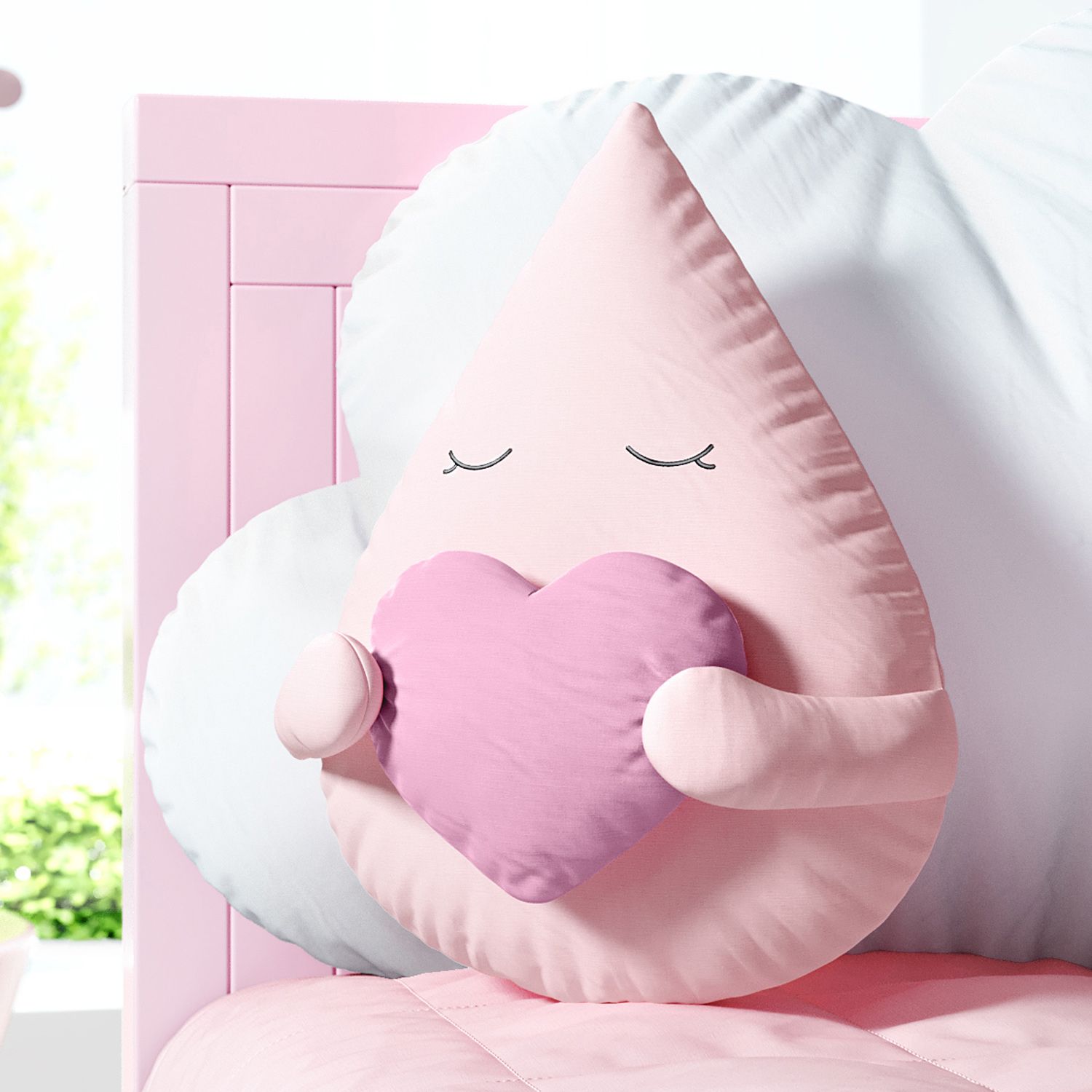 Almofada Gotinha com Coração Azul 30cm