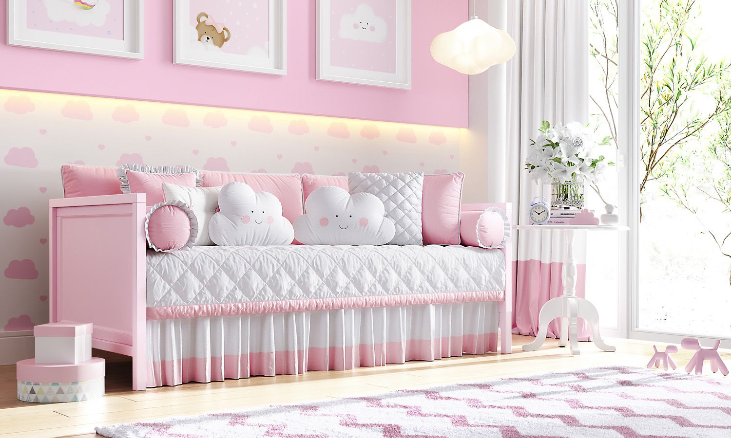 Kit Cama Babá Amiguinhos Nuvem Azul