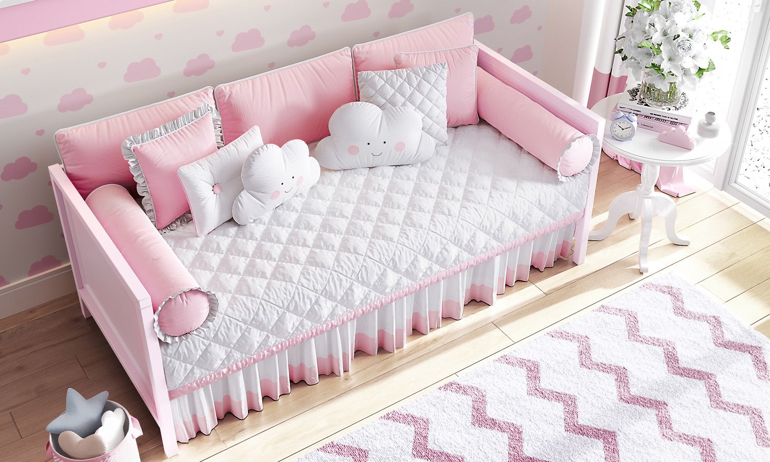 Kit Cama Babá Amiguinhos Nuvem Azul