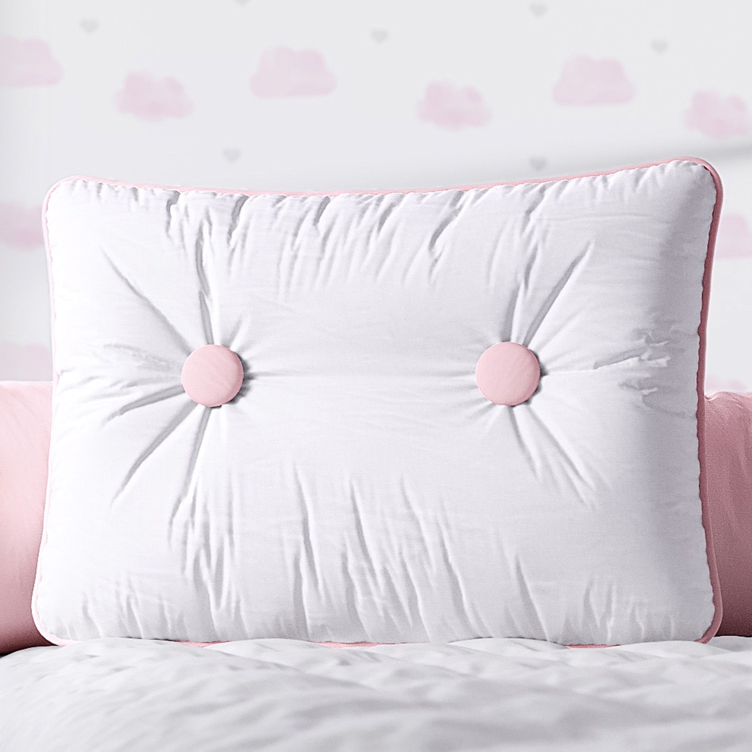 Almofada Retangular Botões Azul 43cm