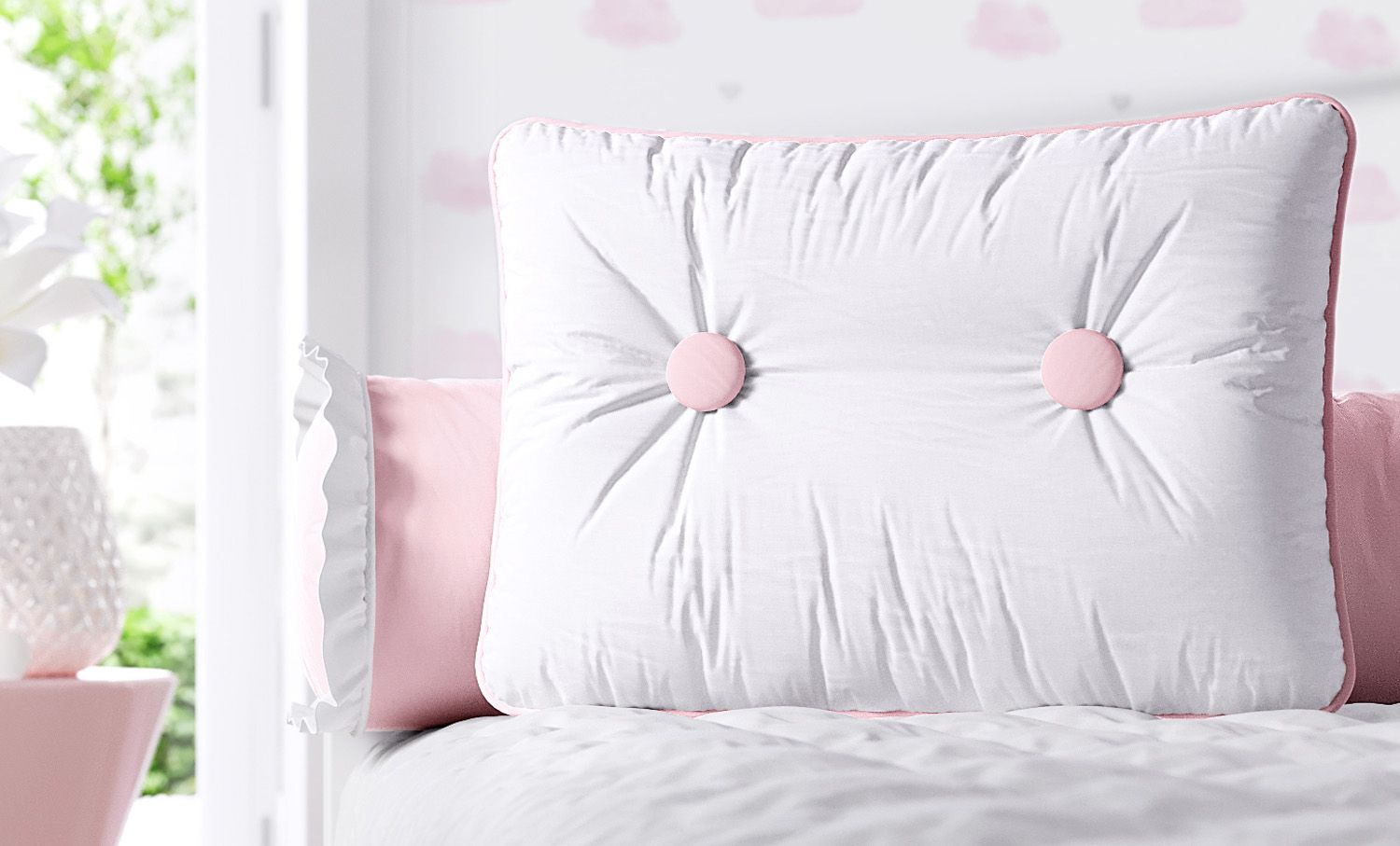 Almofada Retangular Botões Azul 43cm