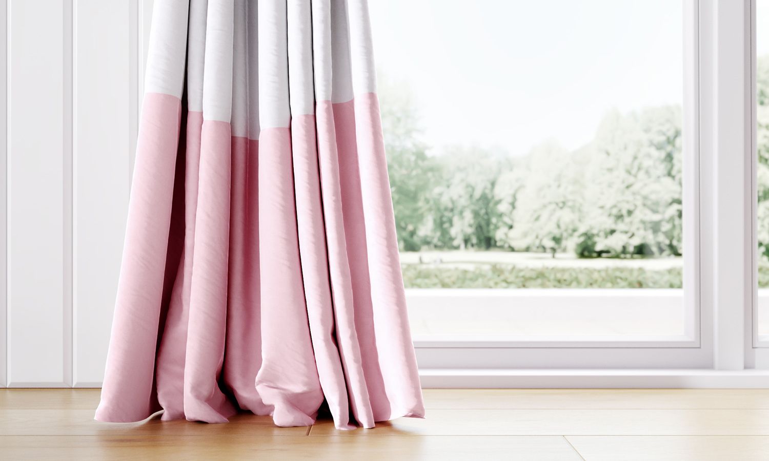 Cortina Branca e Rosa com Laços