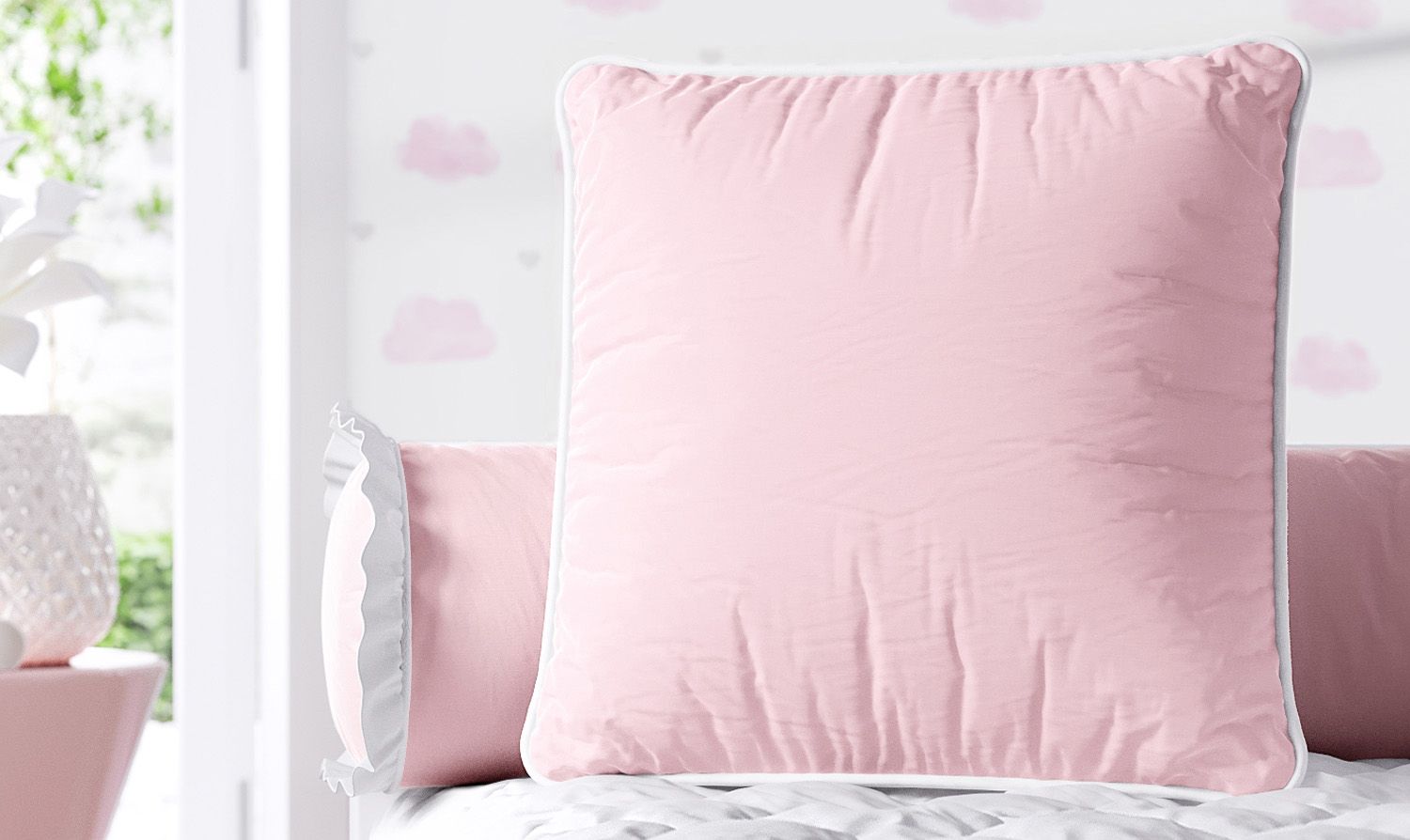 Almofada Quadrada Azul Cordonê 38cm