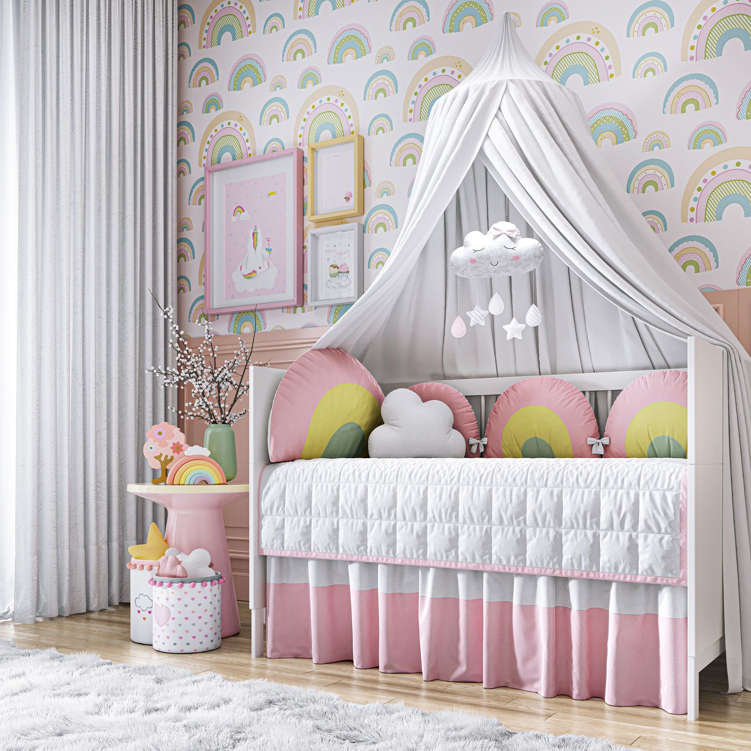 Kit Berço Amiguinhas Arco-íris