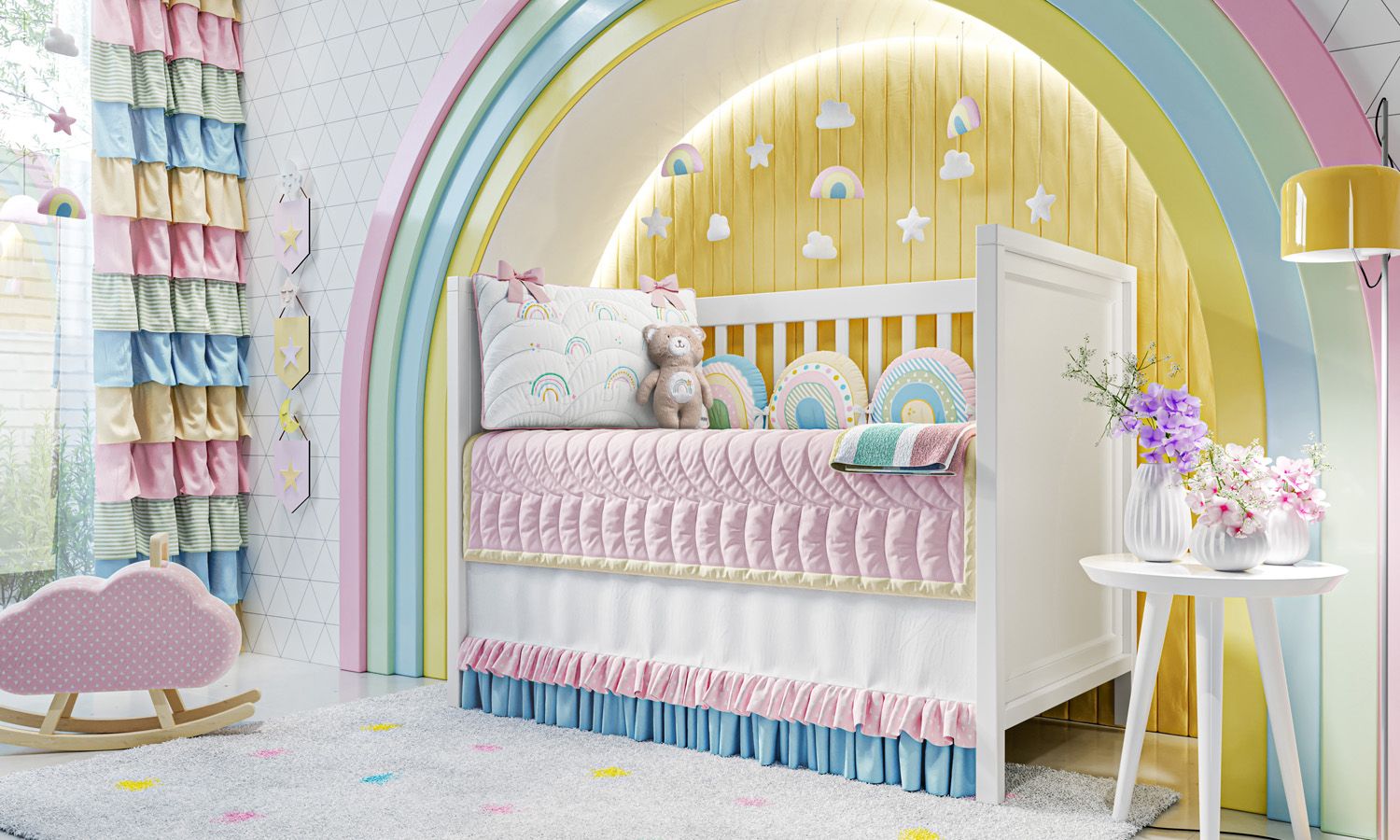 Kit Berço Arco-íris Patchwork