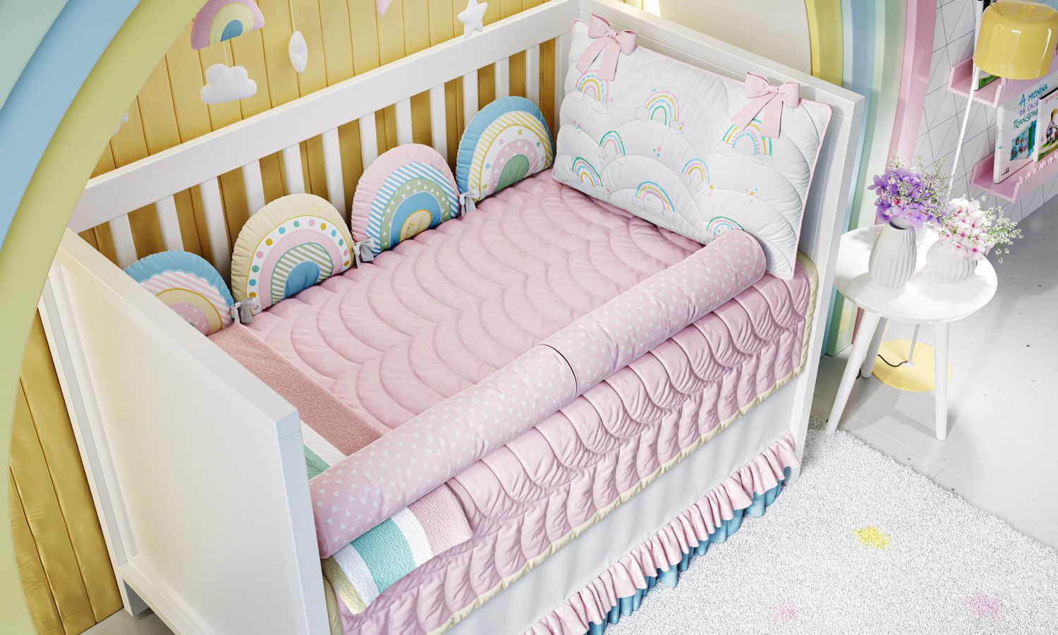 Kit Berço Arco-íris Patchwork