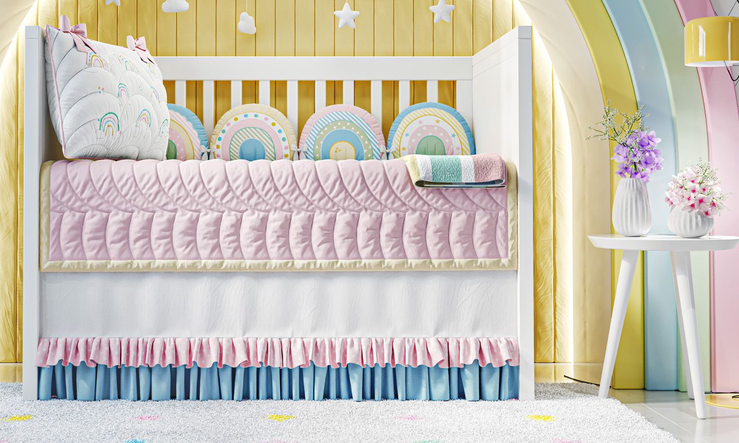 Kit Berço Arco-íris Patchwork