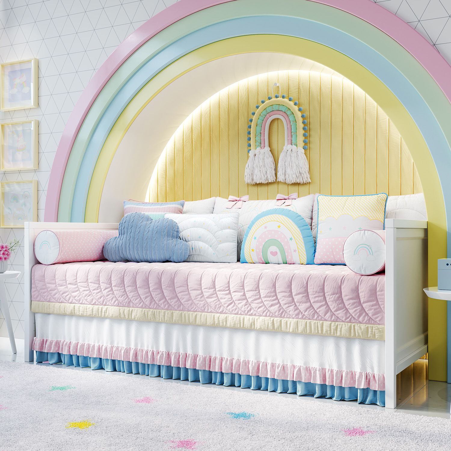 Kit Cama Babá Arco-íris Patchwork