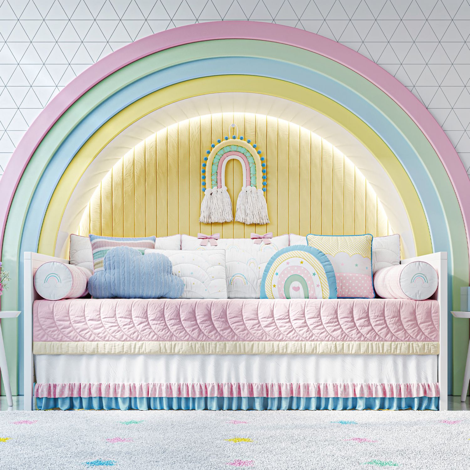 Kit Cama Babá Arco-íris Patchwork