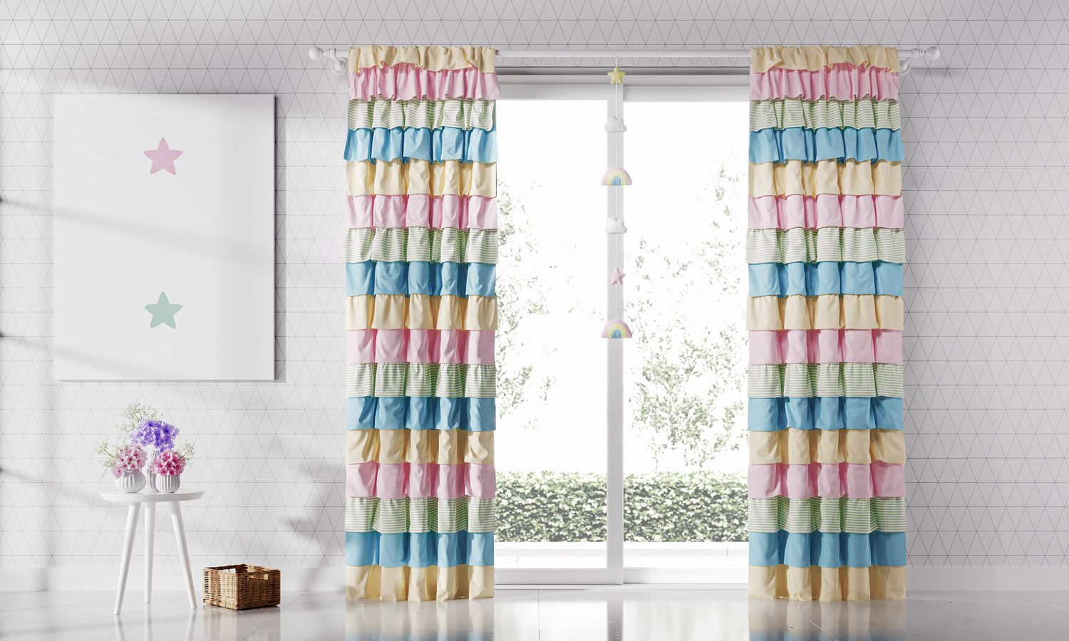 Cortina Babados Coloridos