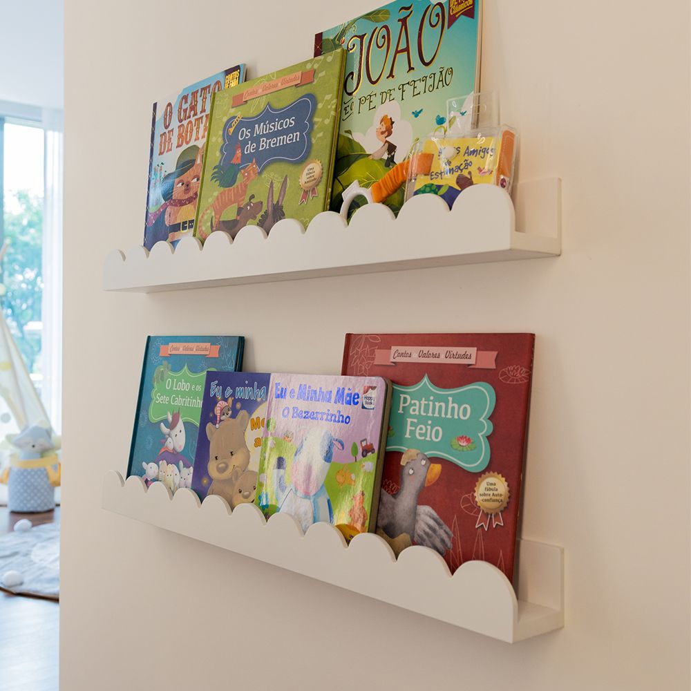 Prateleira para Livros Ondinha Branco 75cm