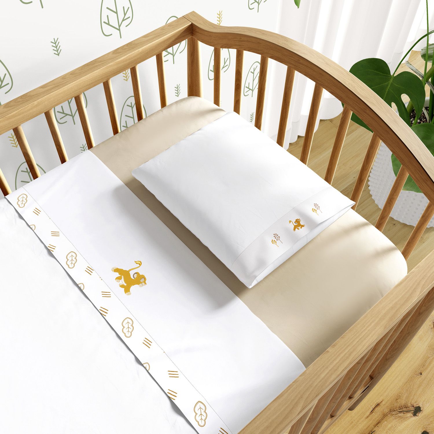 Jogo de Lençol Berço Bordado Simba 3 peças