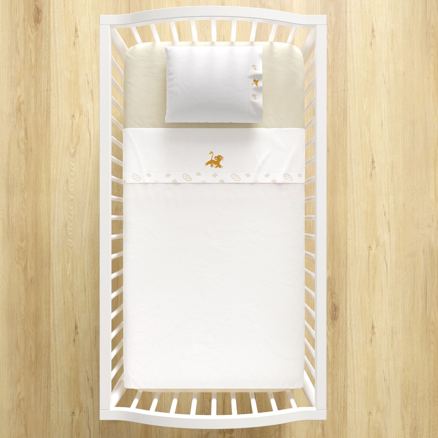 Jogo de Lençol Berço Bordado Simba 3 peças