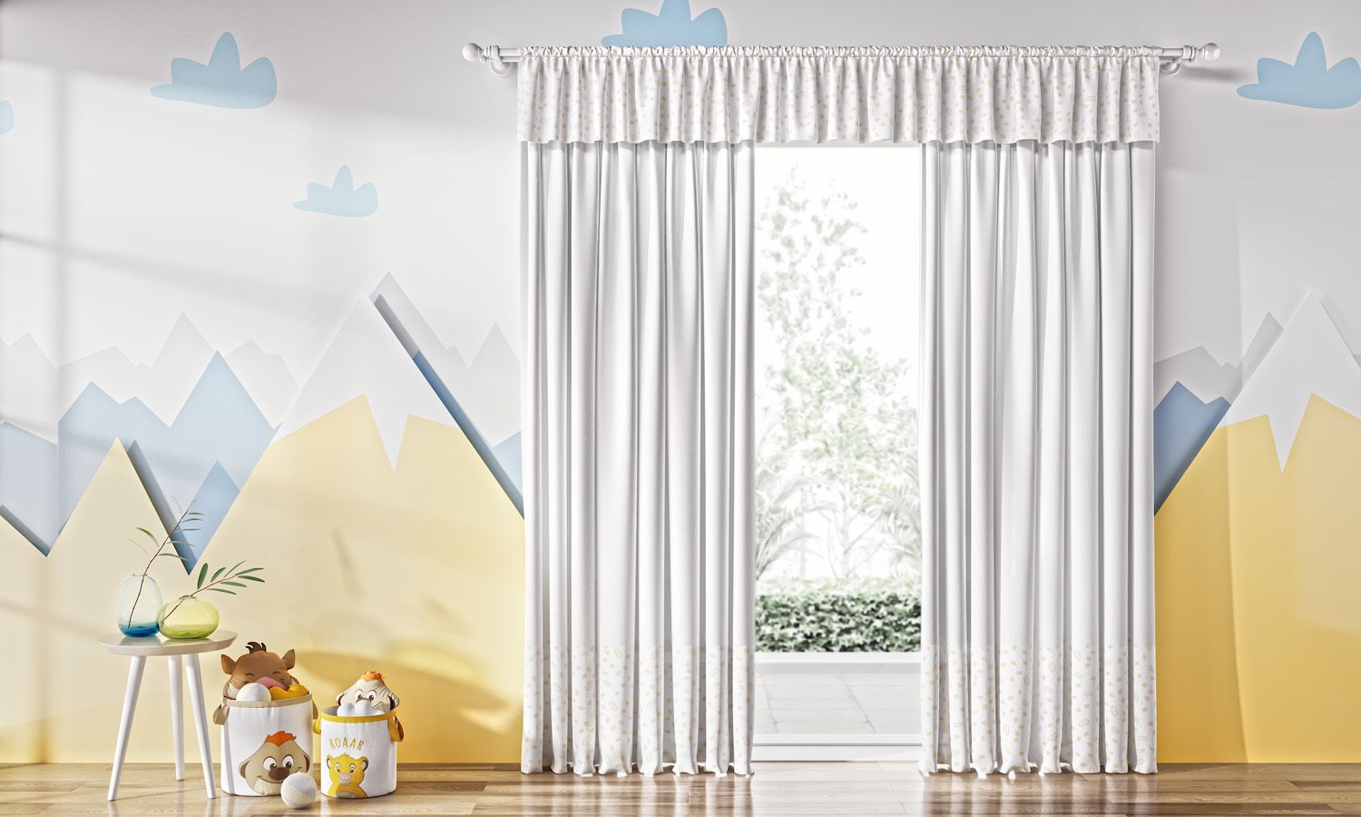 Cortina Estampa Folha Amiguinhos O Rei Leão