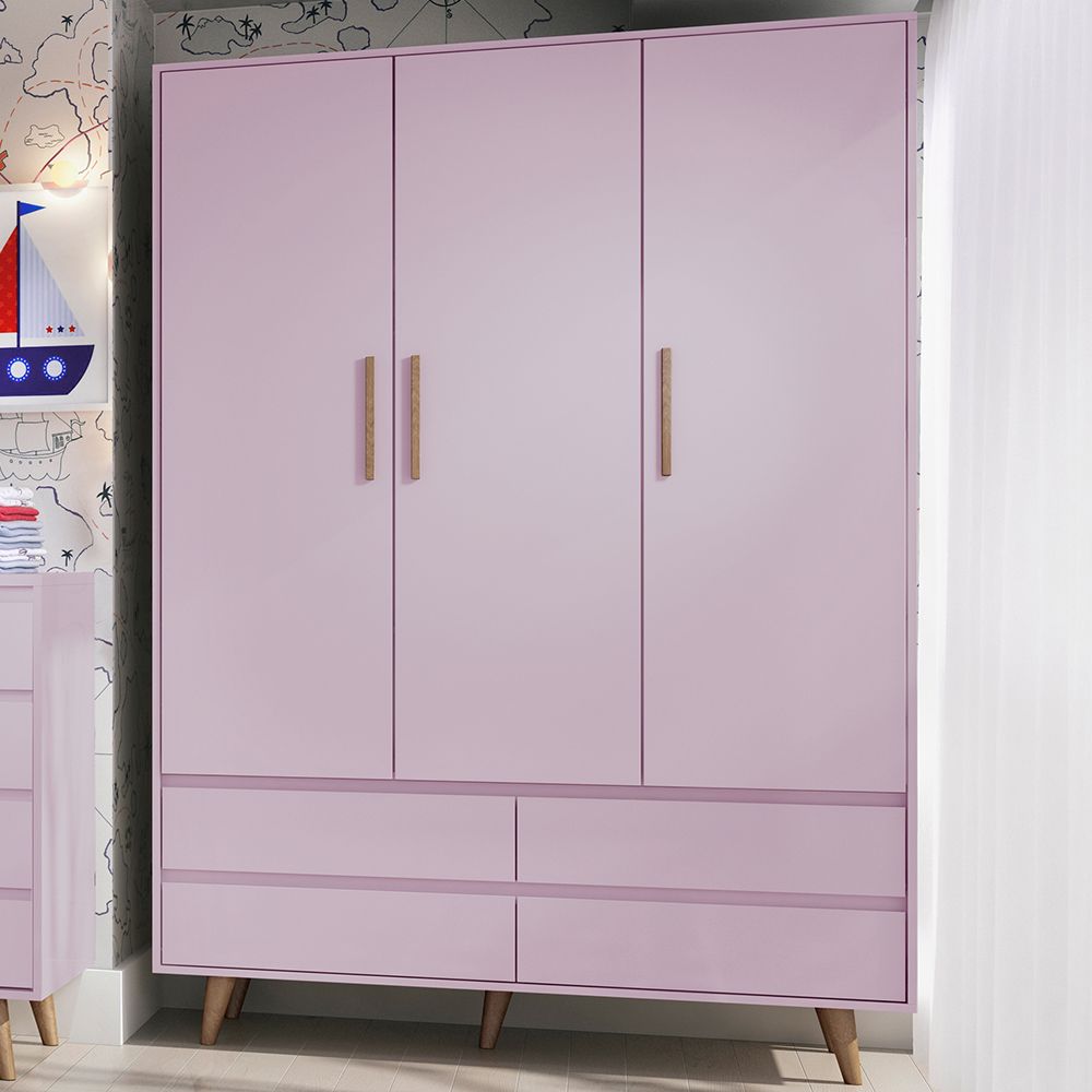 Guarda Roupa Infantil Branco 3 Portas Lorena Retrô