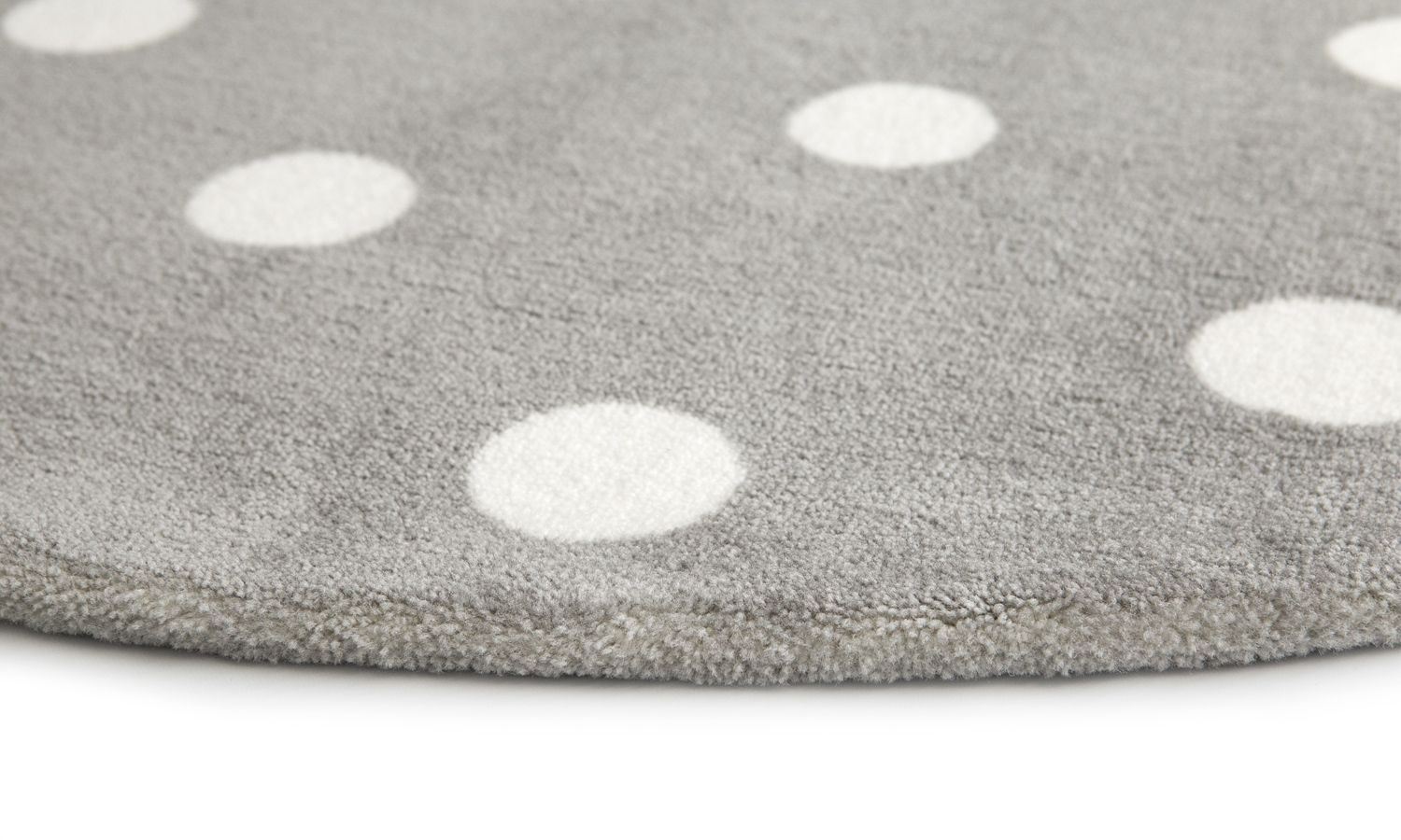 Tapete Redondo Cinza Bolinhas Branco 1,60m