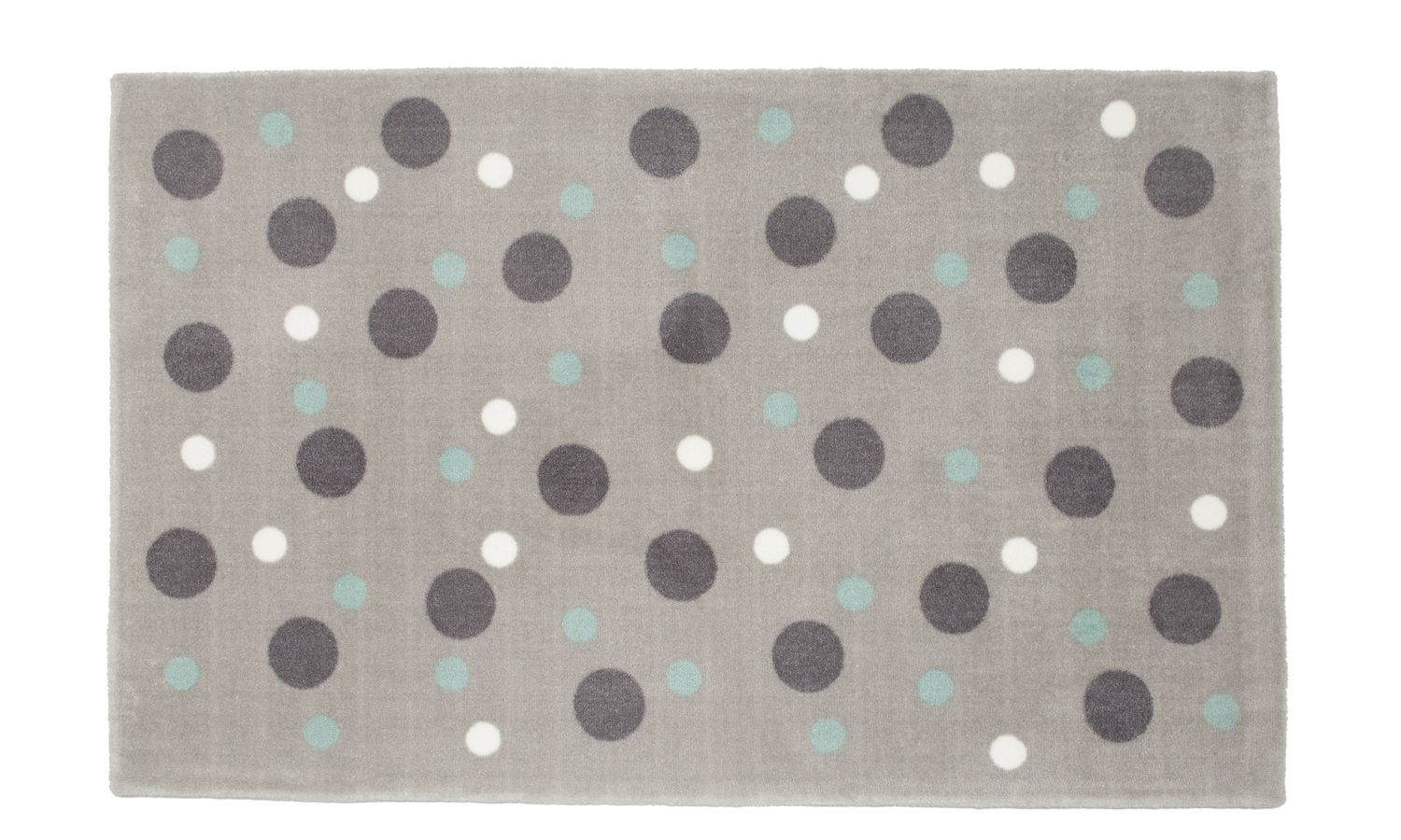 Tapete Retangular Cinza Bolinhas Tricolor Verde 1,50m
