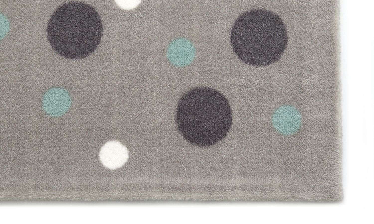 Tapete Retangular Cinza Bolinhas Tricolor Verde 1,50m