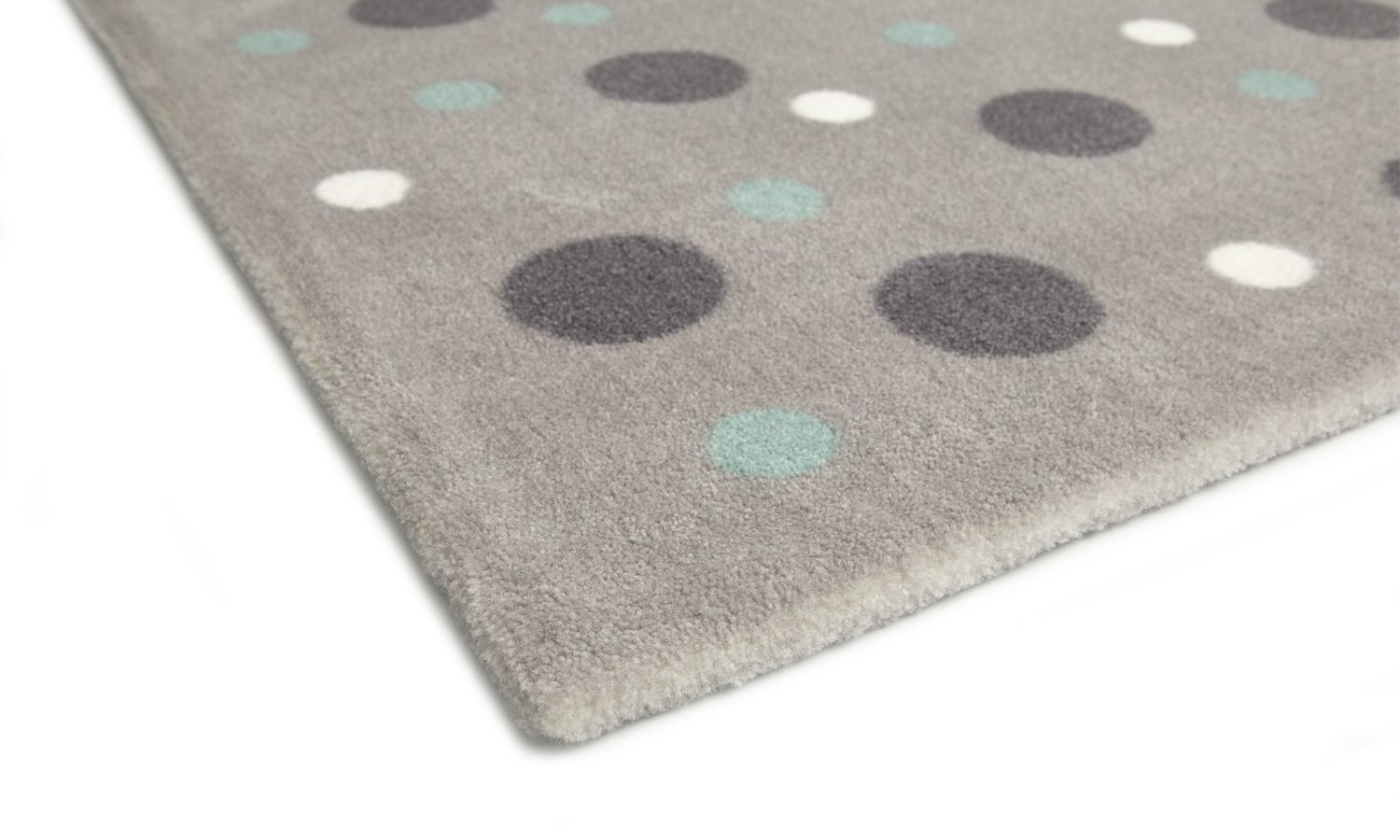 Tapete Retangular Cinza Bolinhas Tricolor Verde 1,50m