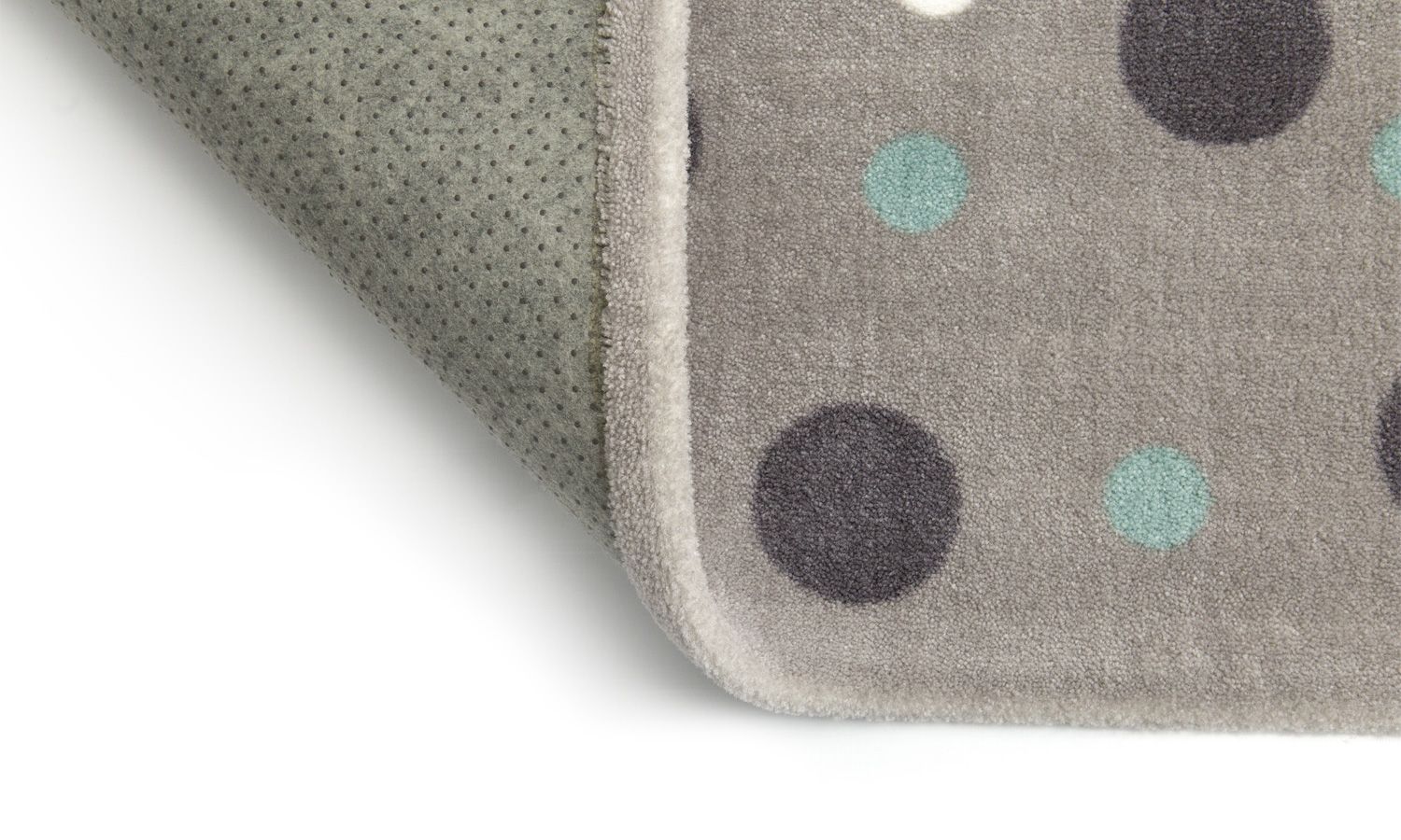 Tapete Retangular Cinza Bolinhas Tricolor Verde 1,50m