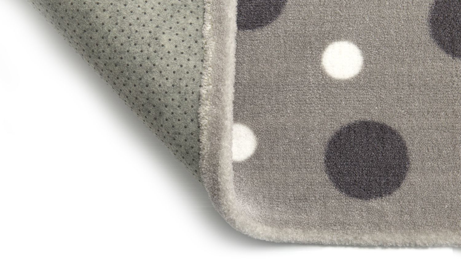 Tapete Retangular Cinza Bolinhas Tricolor Verde 1,50m