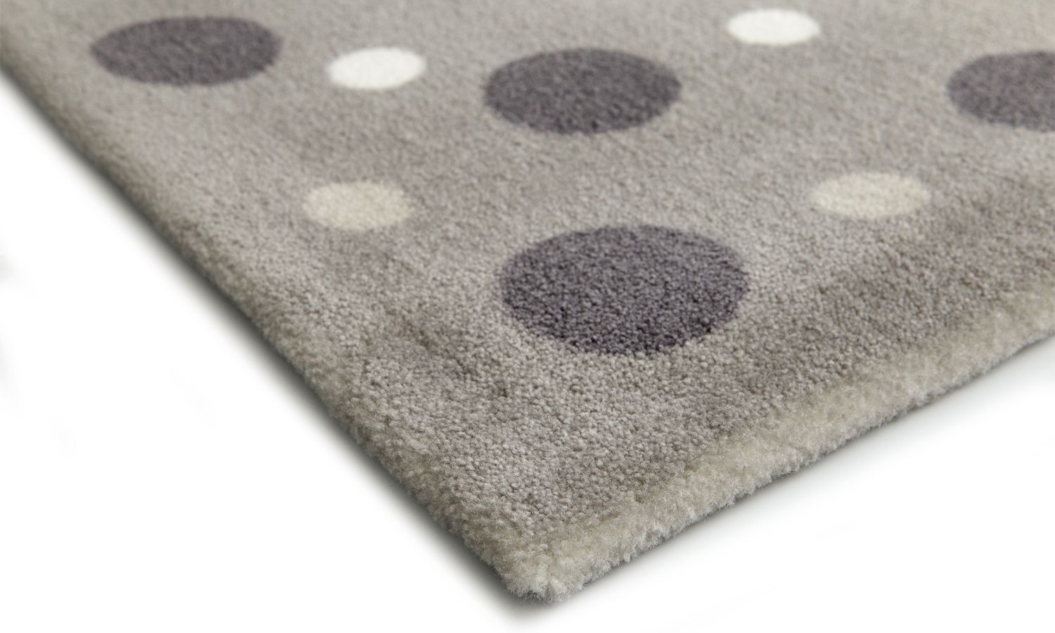 Tapete Retangular Cinza Bolinhas Tricolor Verde 1,50m