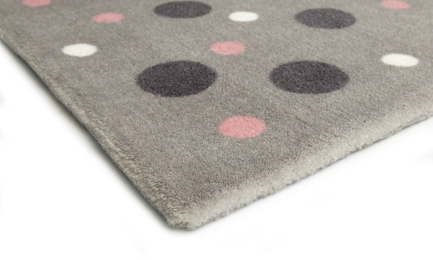 Tapete Retangular Cinza Bolinhas Tricolor Verde 1,50m