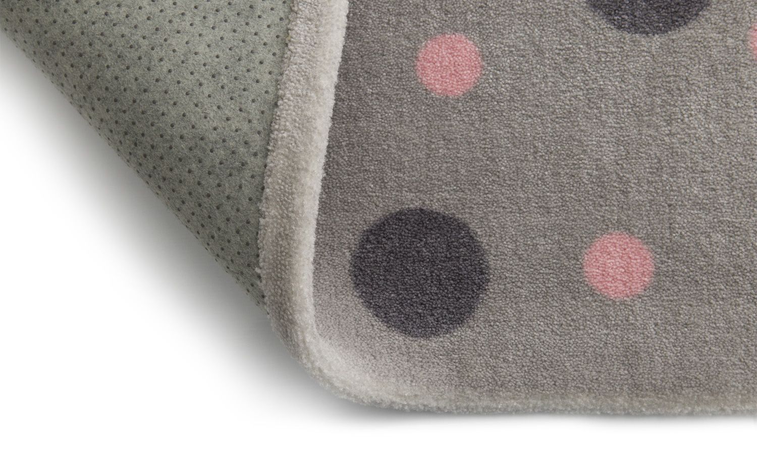 Tapete Retangular Cinza Bolinhas Tricolor Verde 1,50m