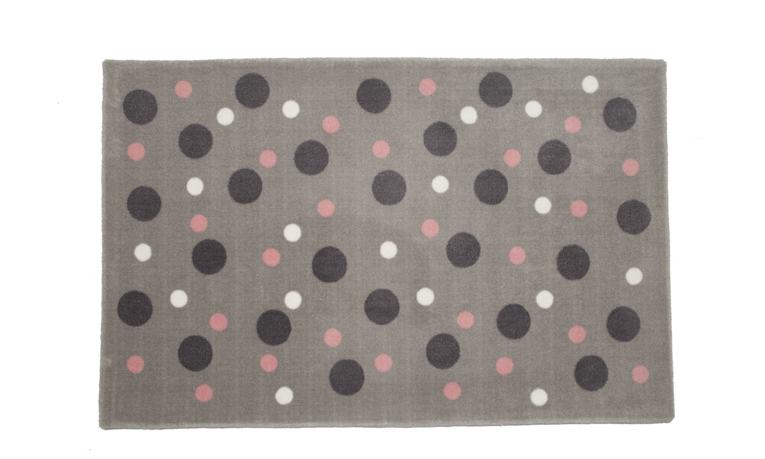 Tapete Retangular Cinza Bolinhas Tricolor Verde 1,50m