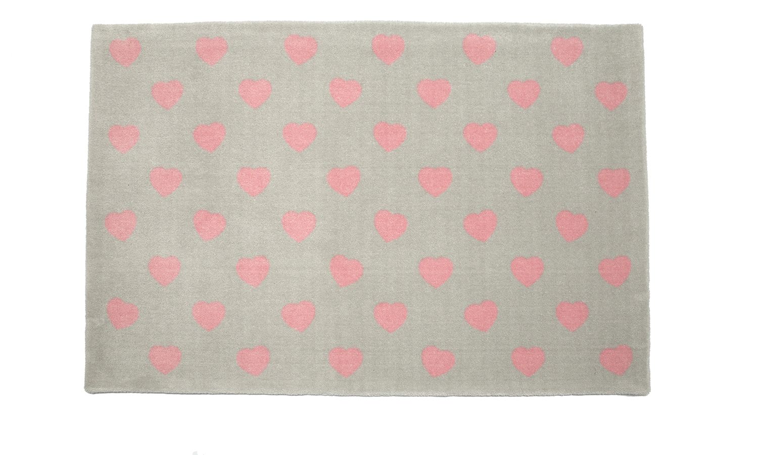 Tapete Retangular Cinza Coração Rosa 2,50m