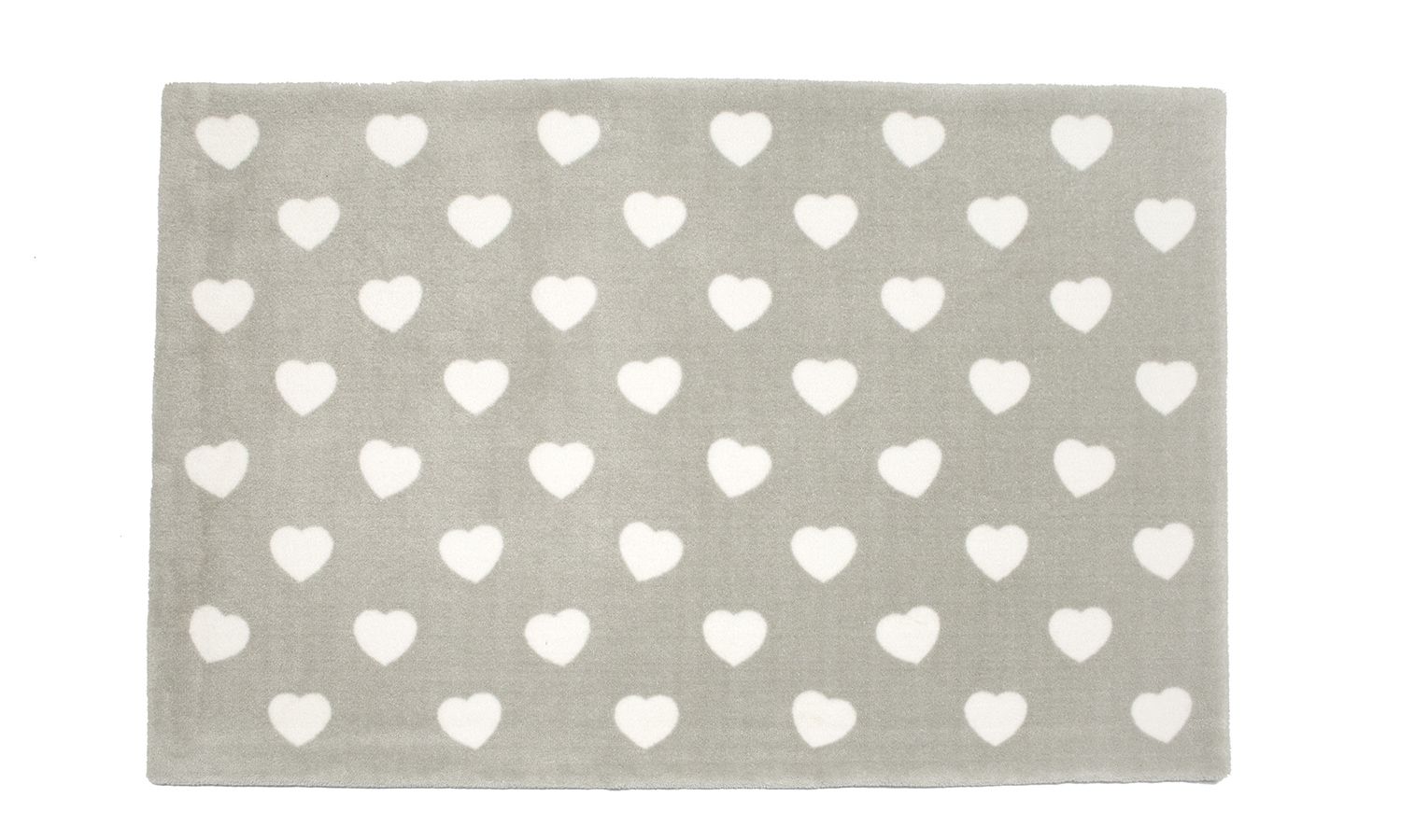Tapete Retangular Cinza Coração Rosa 2,50m