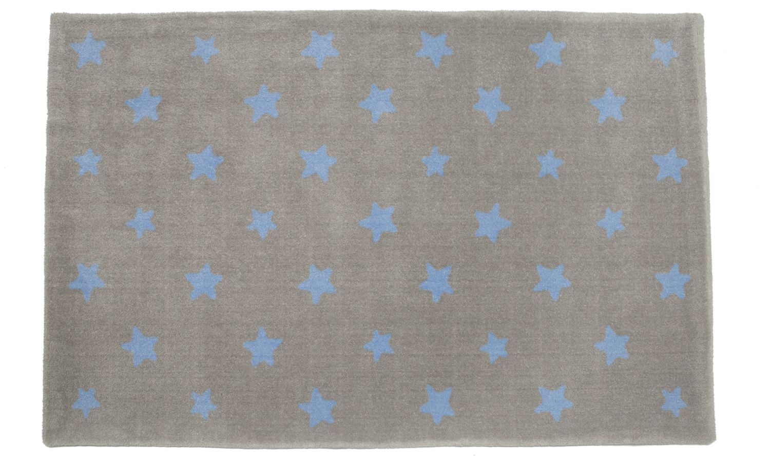 Tapete Retangular Cinza Estrela Azul 1,50m