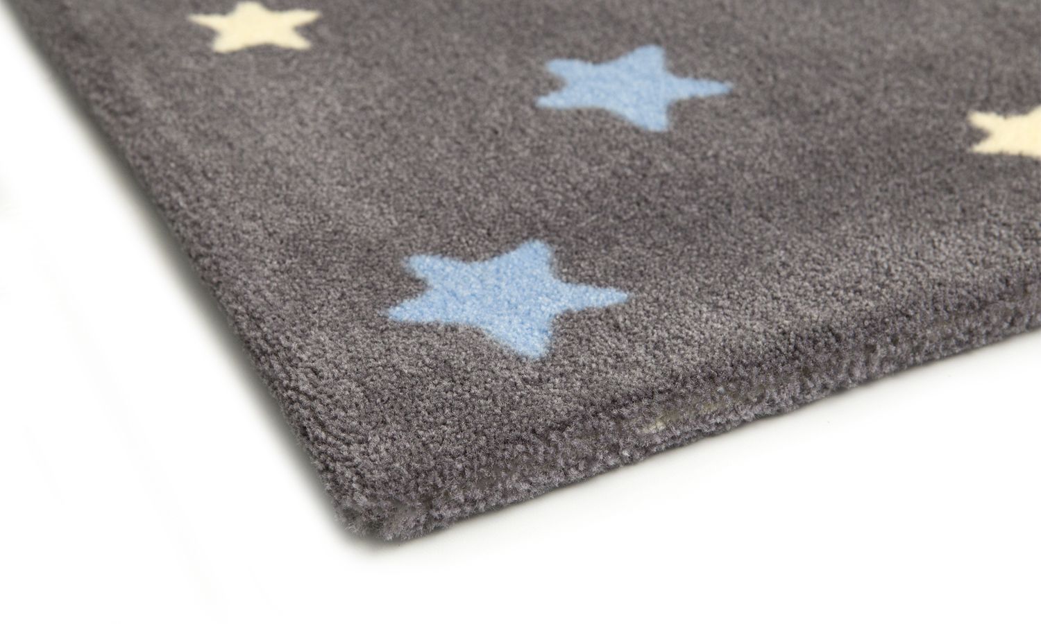 Tapete Retangular Grafite Estrela Azul/Amarelo 2,50m