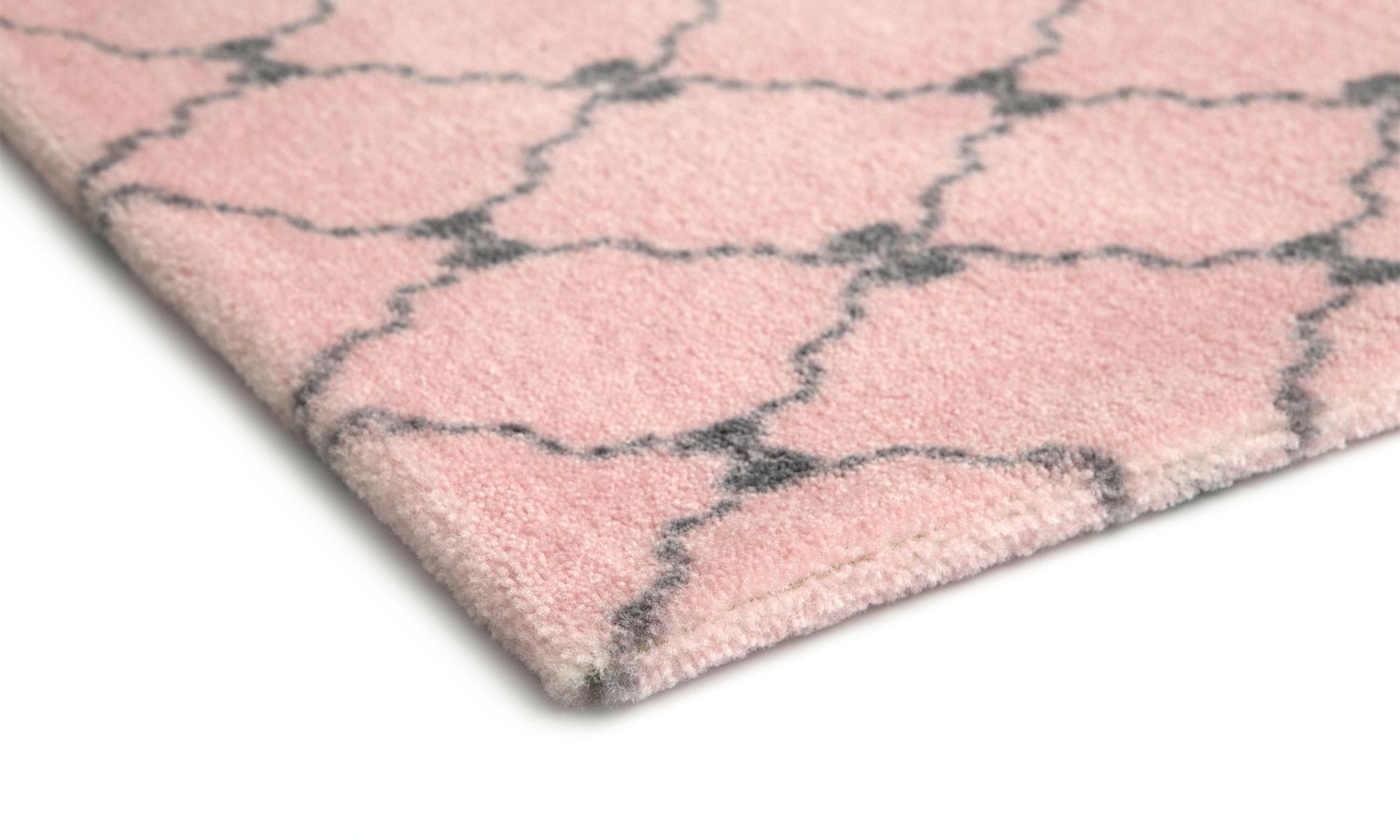 Tapete Retangular Cinza Lacinhos Rosa 1,95m