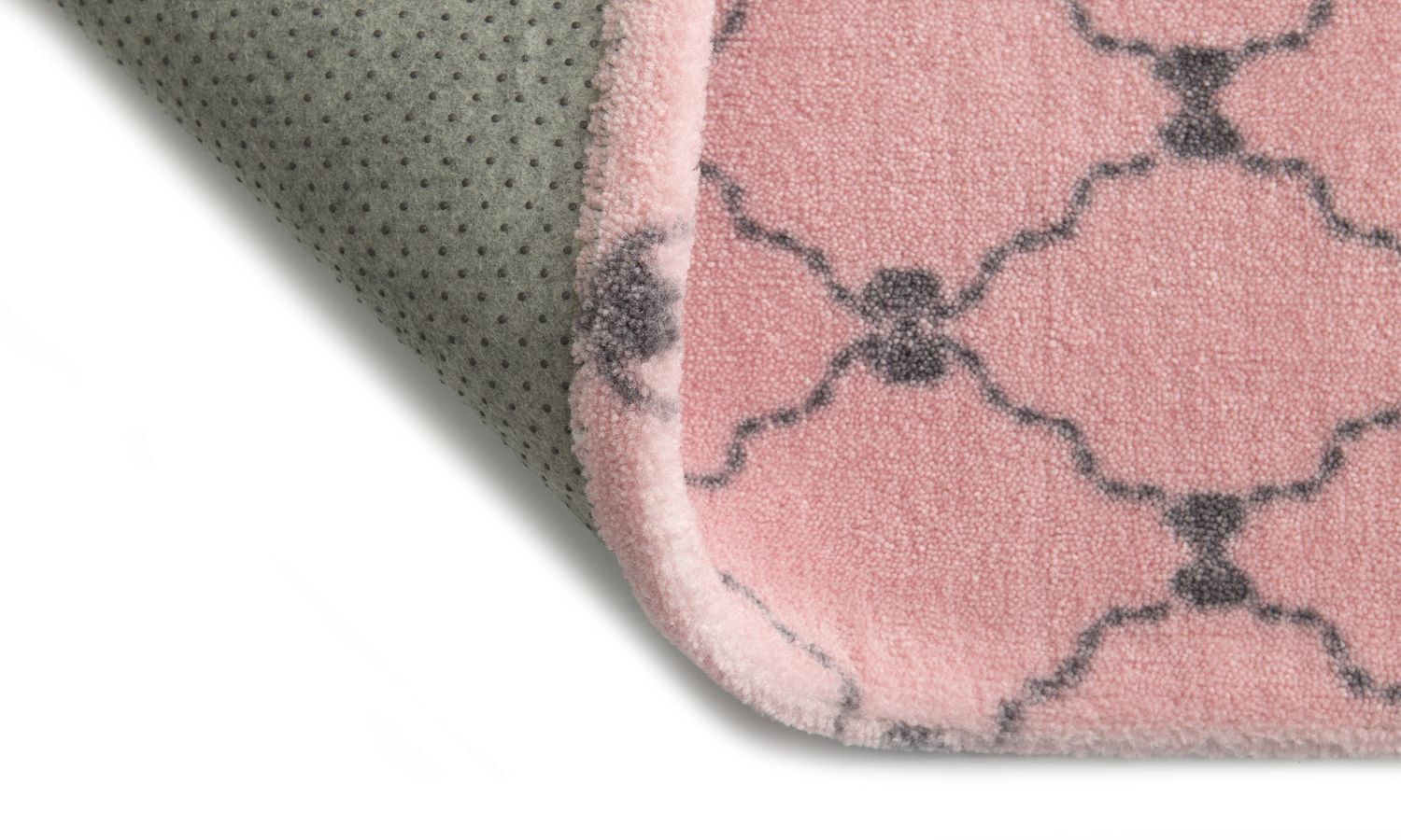 Tapete Retangular Cinza Lacinhos Rosa 1,95m