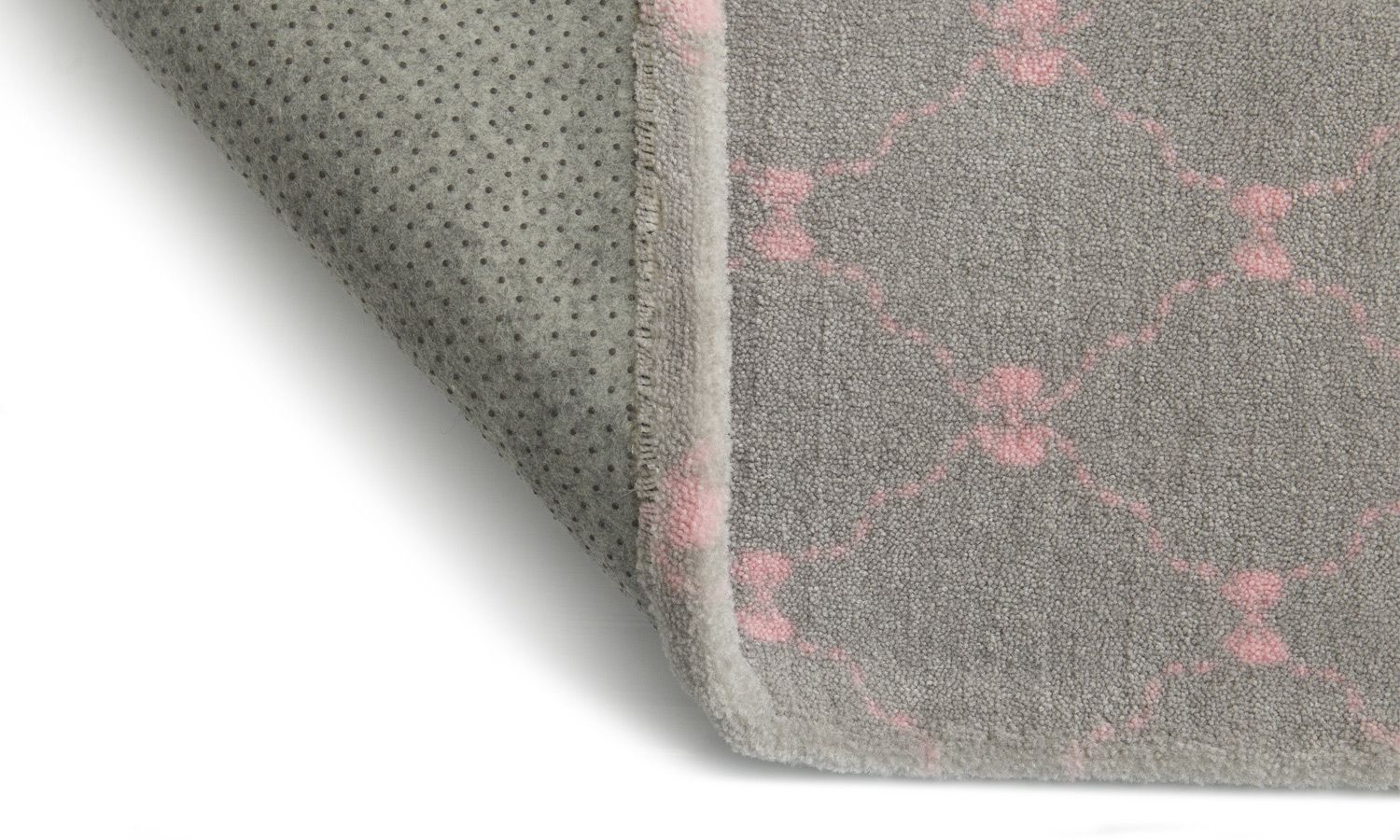 Tapete Retangular Cinza Lacinhos Rosa 1,95m