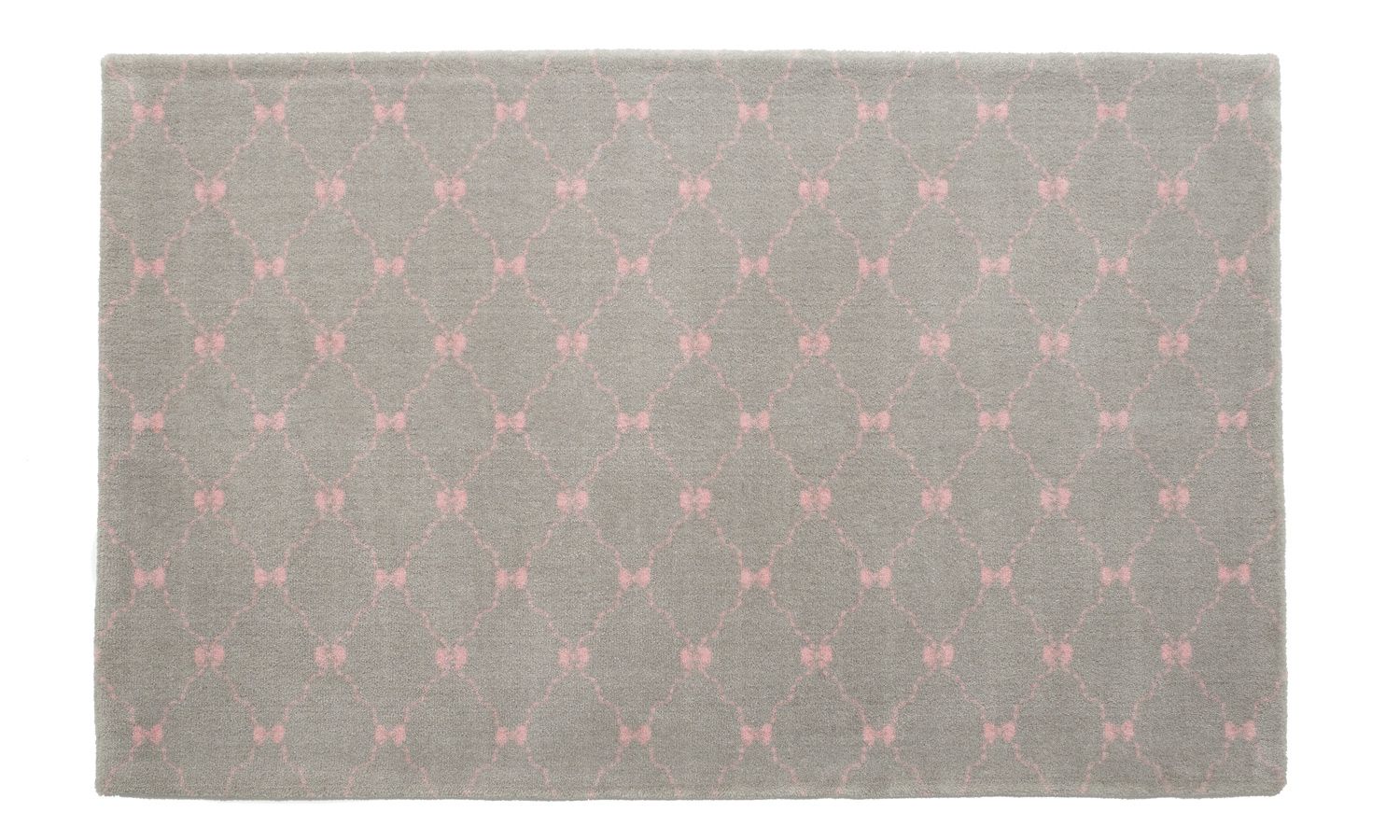 Tapete Retangular Cinza Lacinhos Rosa 1,95m