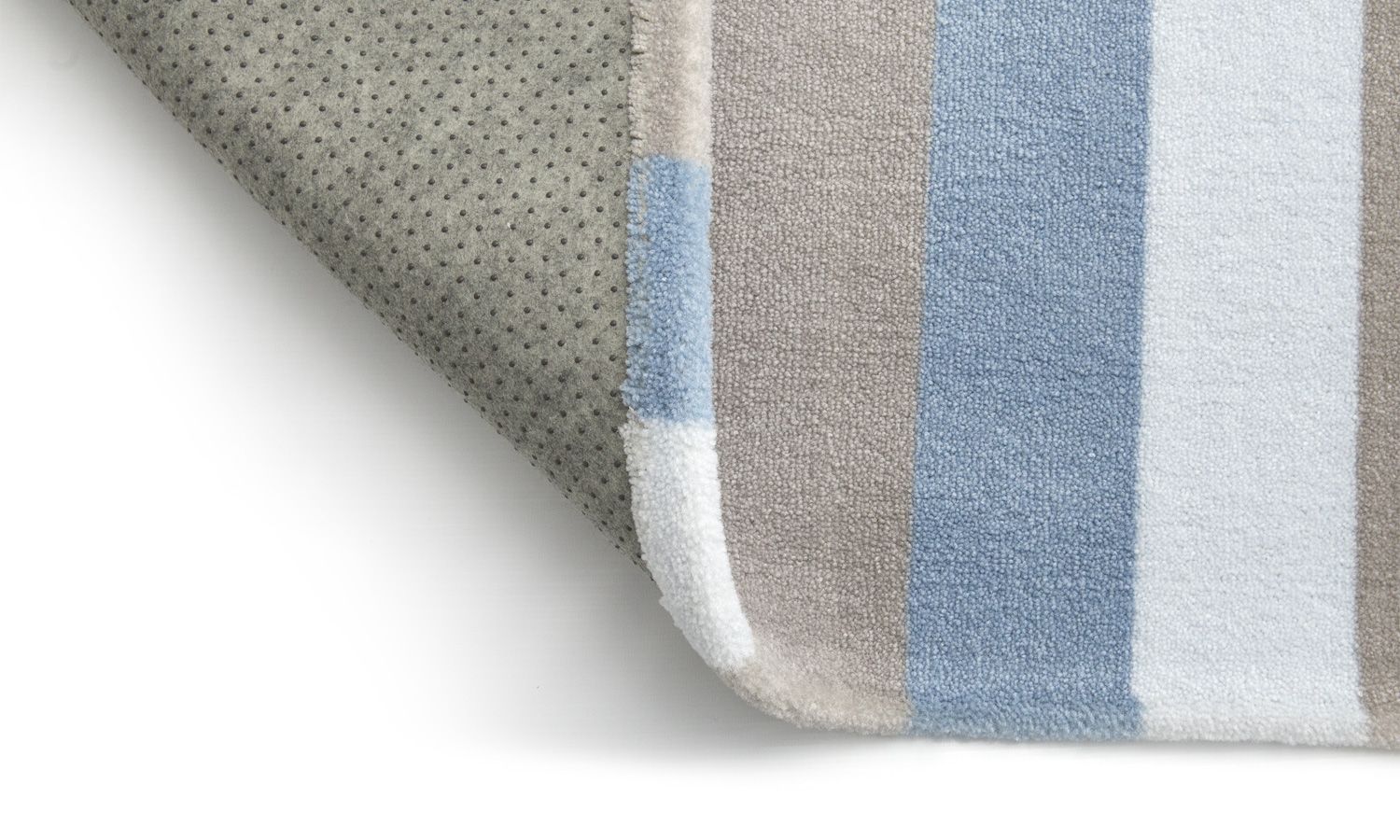 Tapete Retangular Listrado Tricolor Azul 95cm