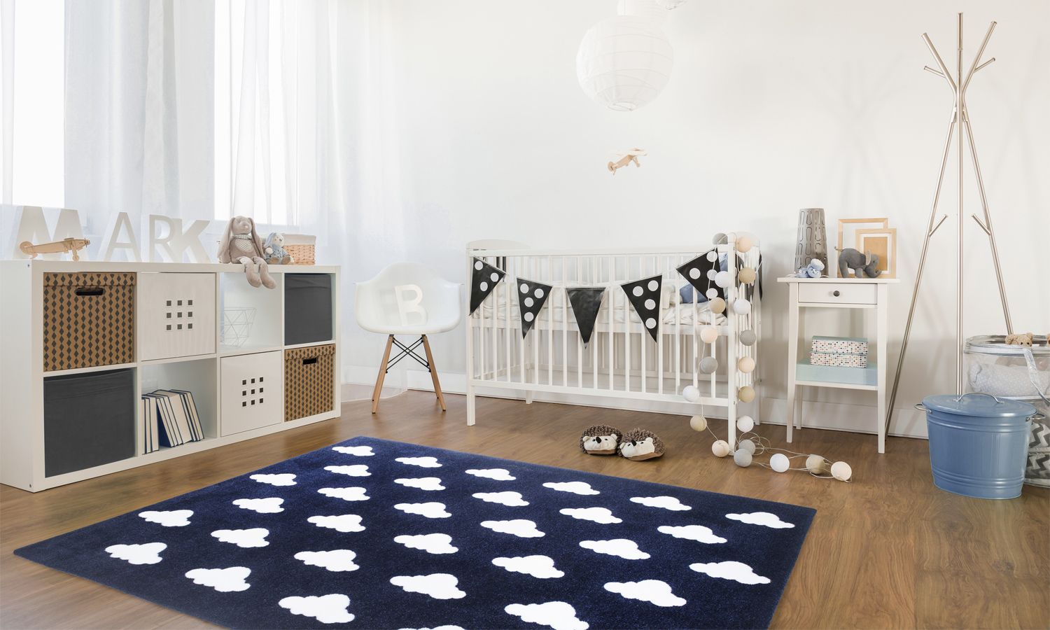 Tapete Retangular Cinza Nuvem Branco 1,50m