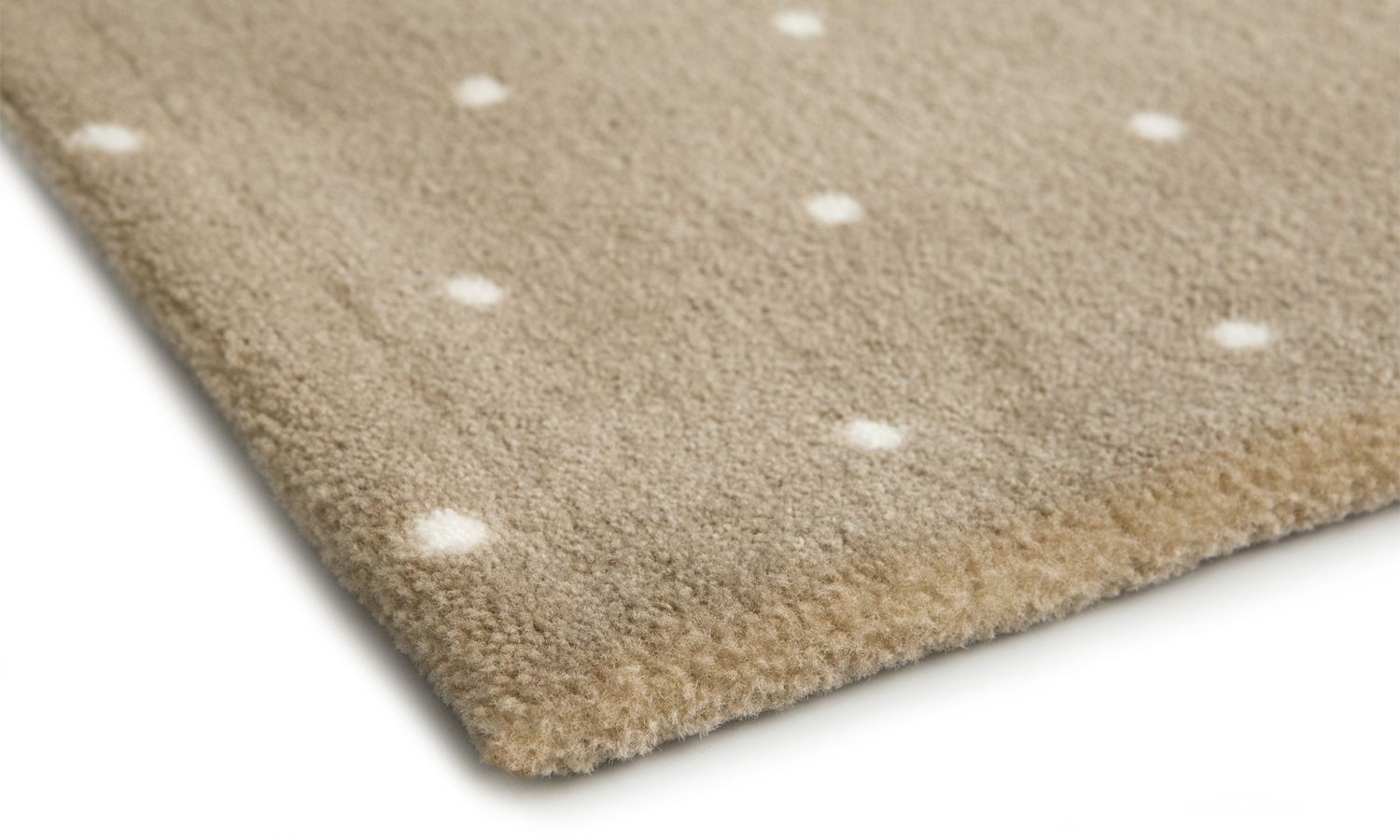 Tapete Retangular Bege Poá Branco 2,50m