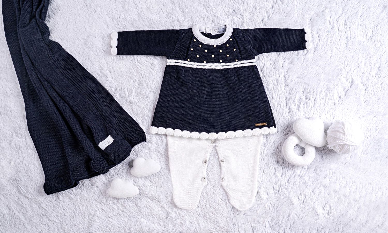 Saída Maternidade Tricot Vestido com Pérolas Verde 03 Peças