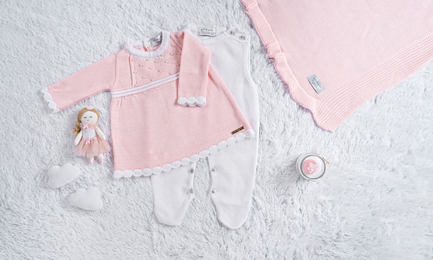 Saída Maternidade Tricot Vestido com Pérolas Verde 03 Peças