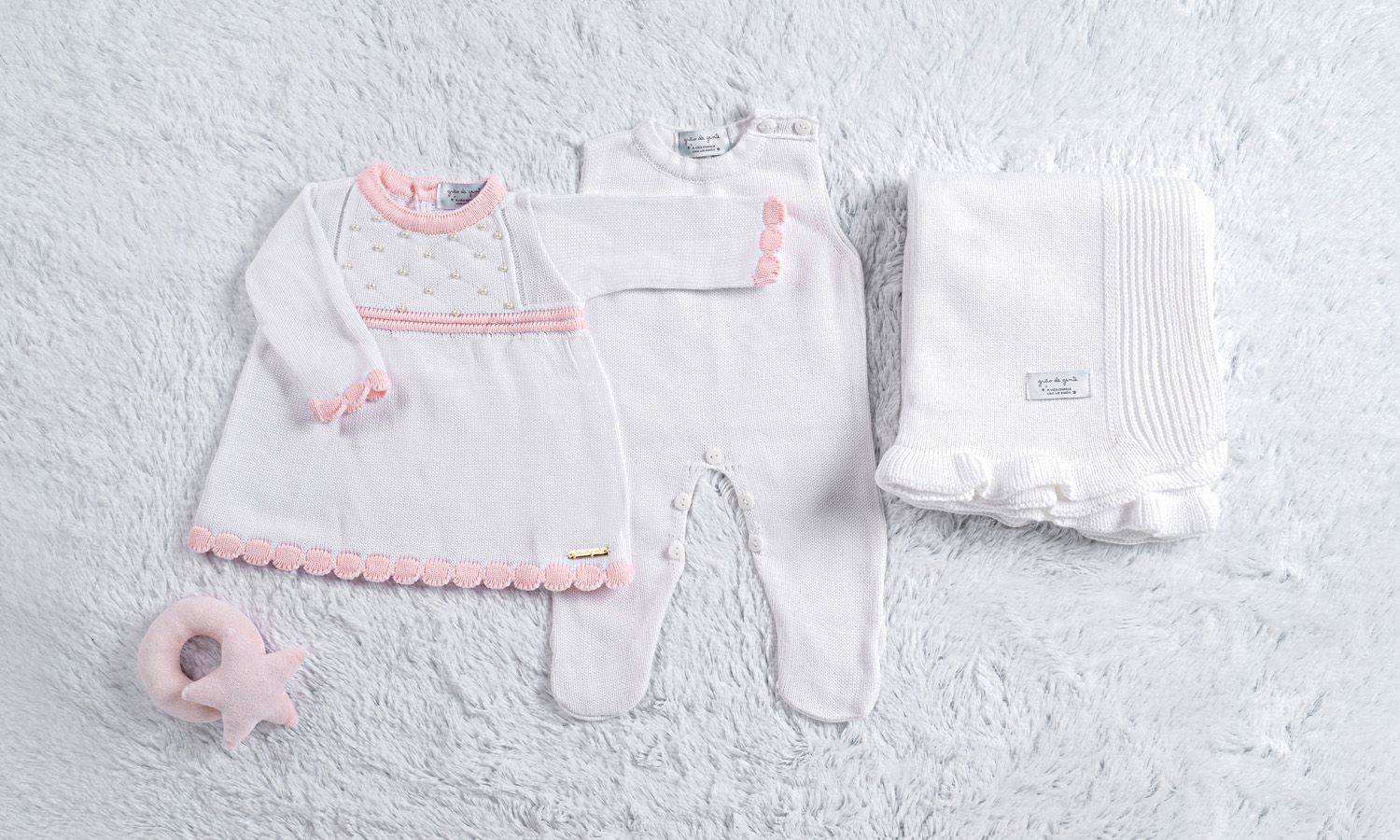 Saída Maternidade Tricot Vestido com Pérolas Verde 03 Peças